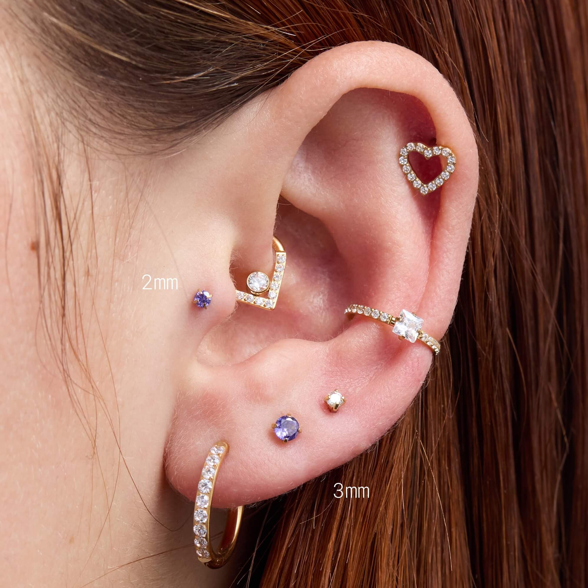 Purple Simple CZ Piercing Bundle