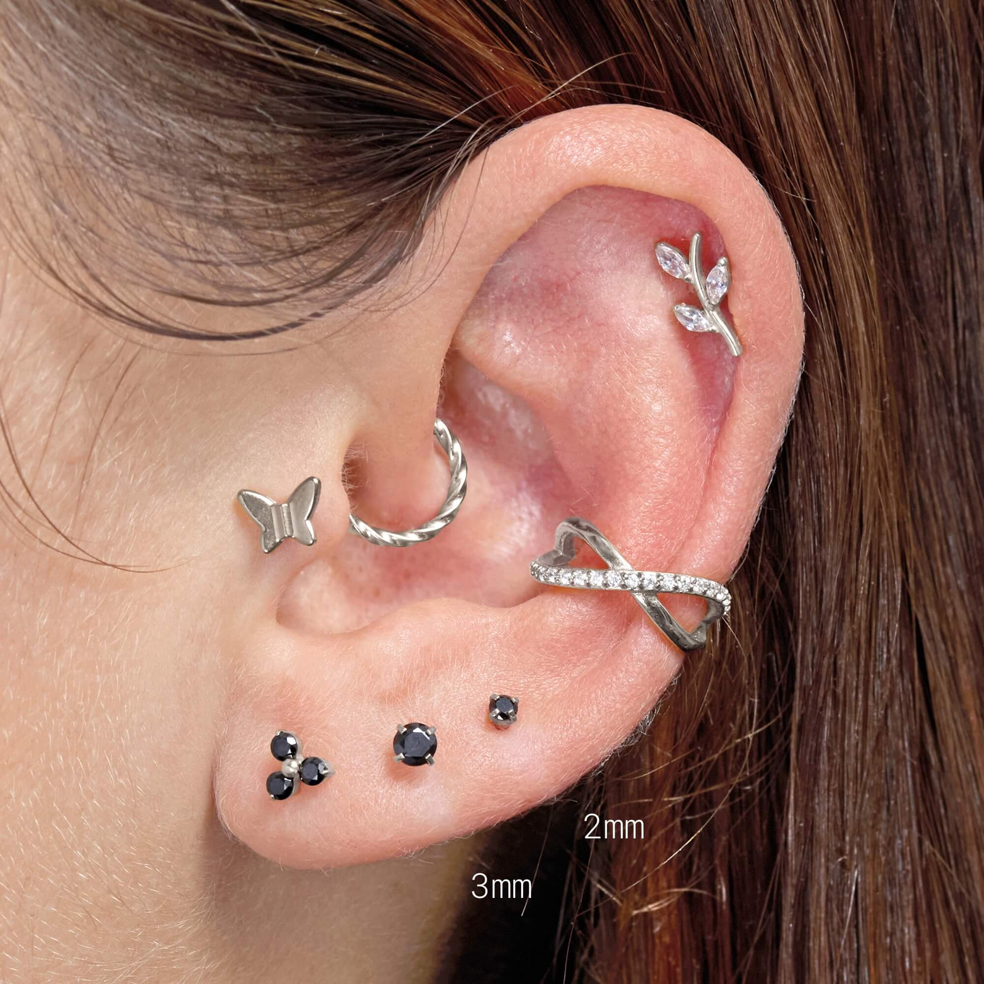 Black Simple CZ Piercing