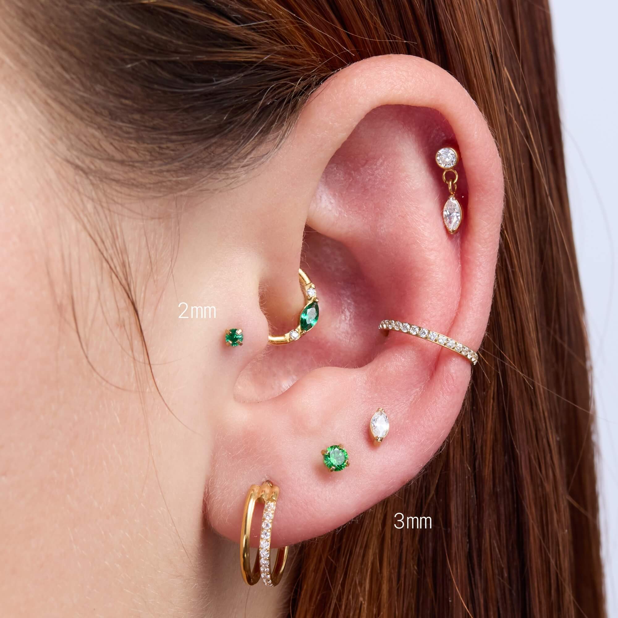 Green Simple CZ Piercing Bundle