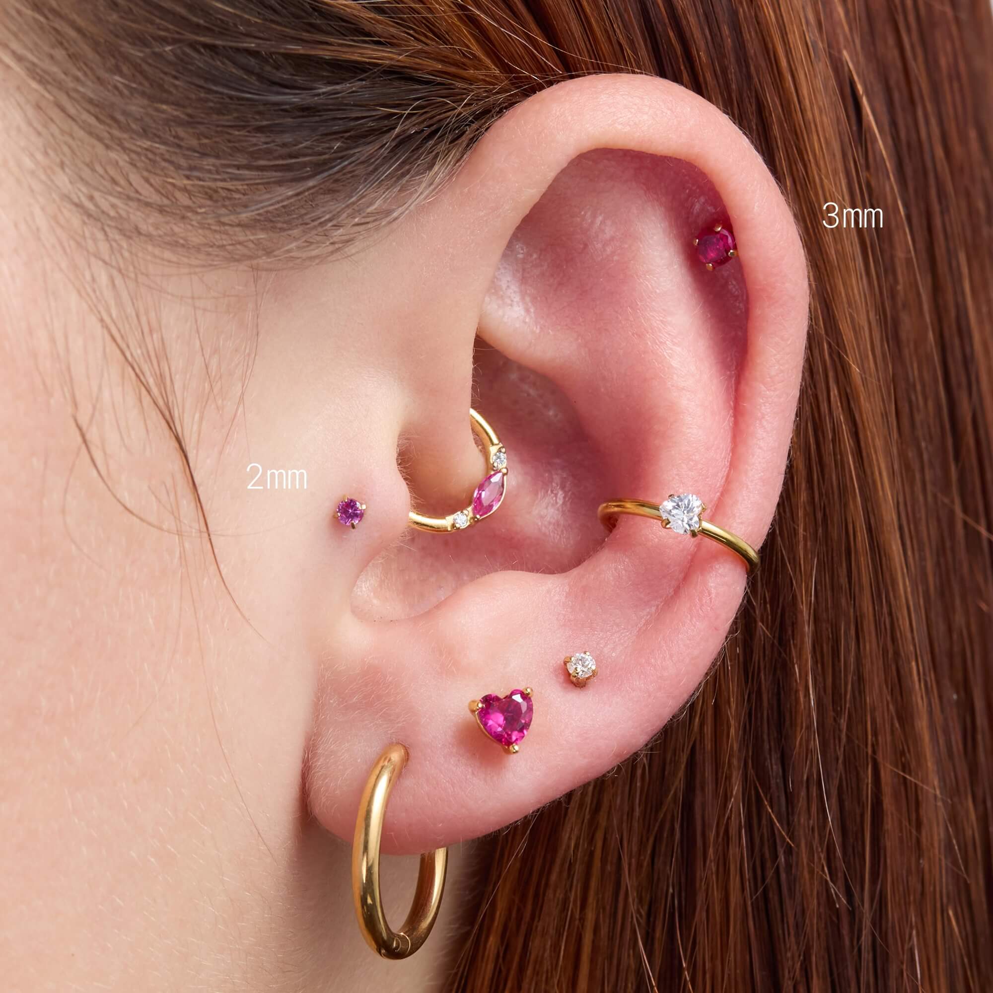 Fuchsia Simple CZ Piercing