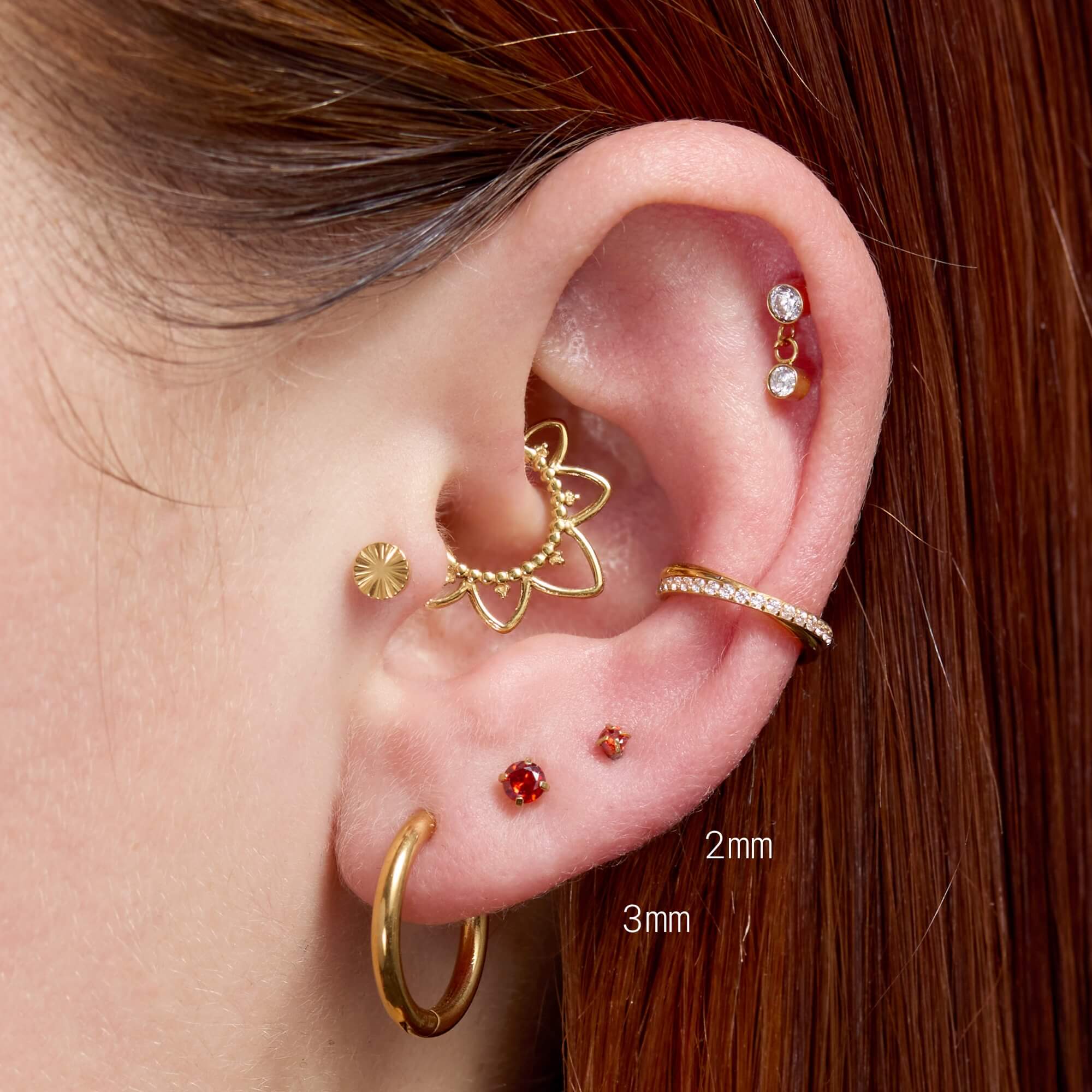 Red Simple CZ Piercing Bundle