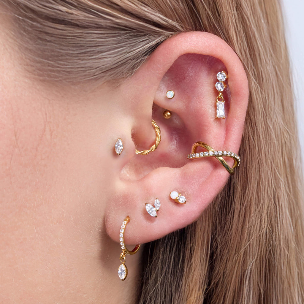 3mm White Opal Bezel Piercing