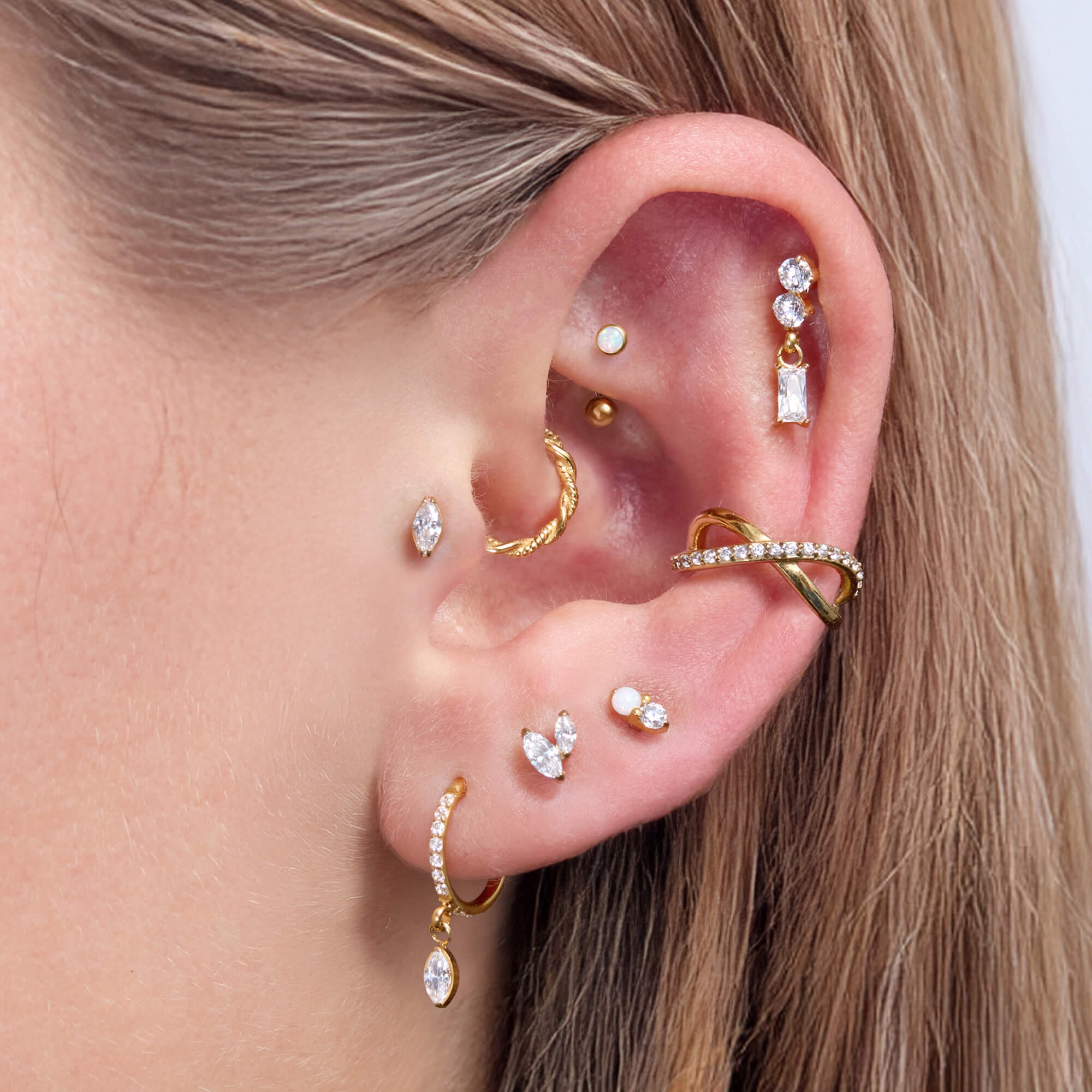 3mm White Opal Bezel Piercing