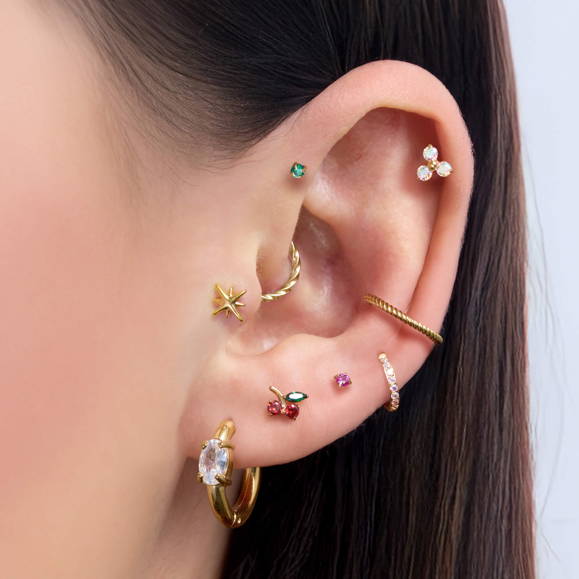 White Oval Chubby Hoops (18G)