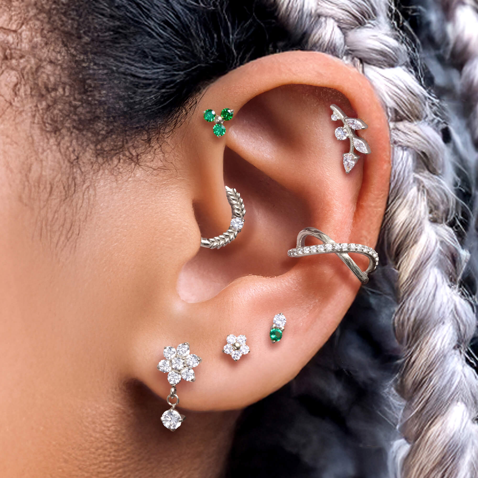 White Flower Dangle Piercing