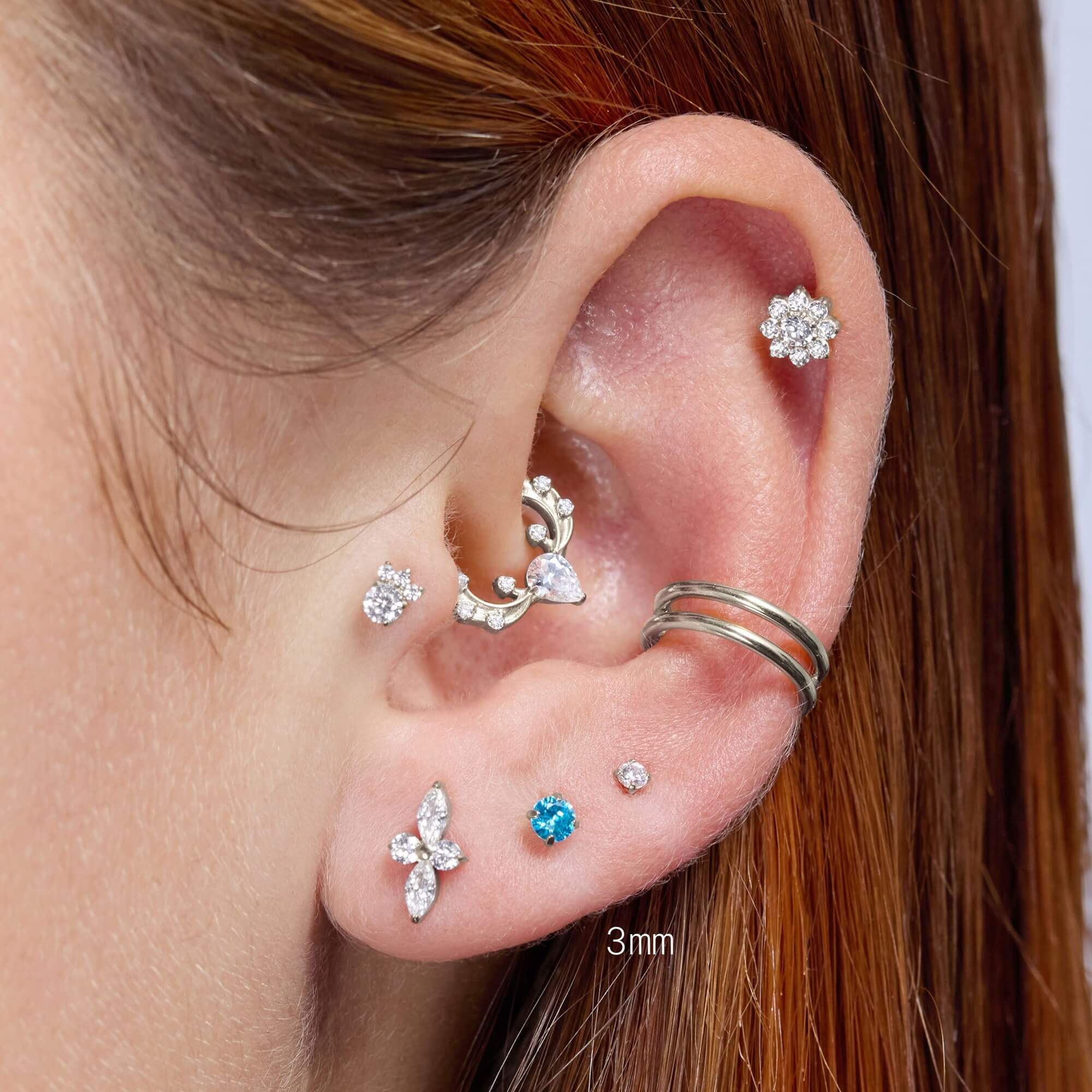 Light Blue Simple CZ Piercing Bundle