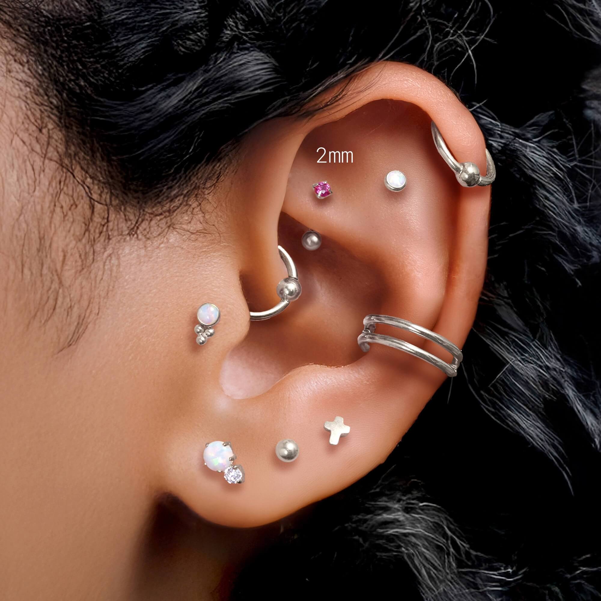 Fuchsia Simple CZ Piercing
