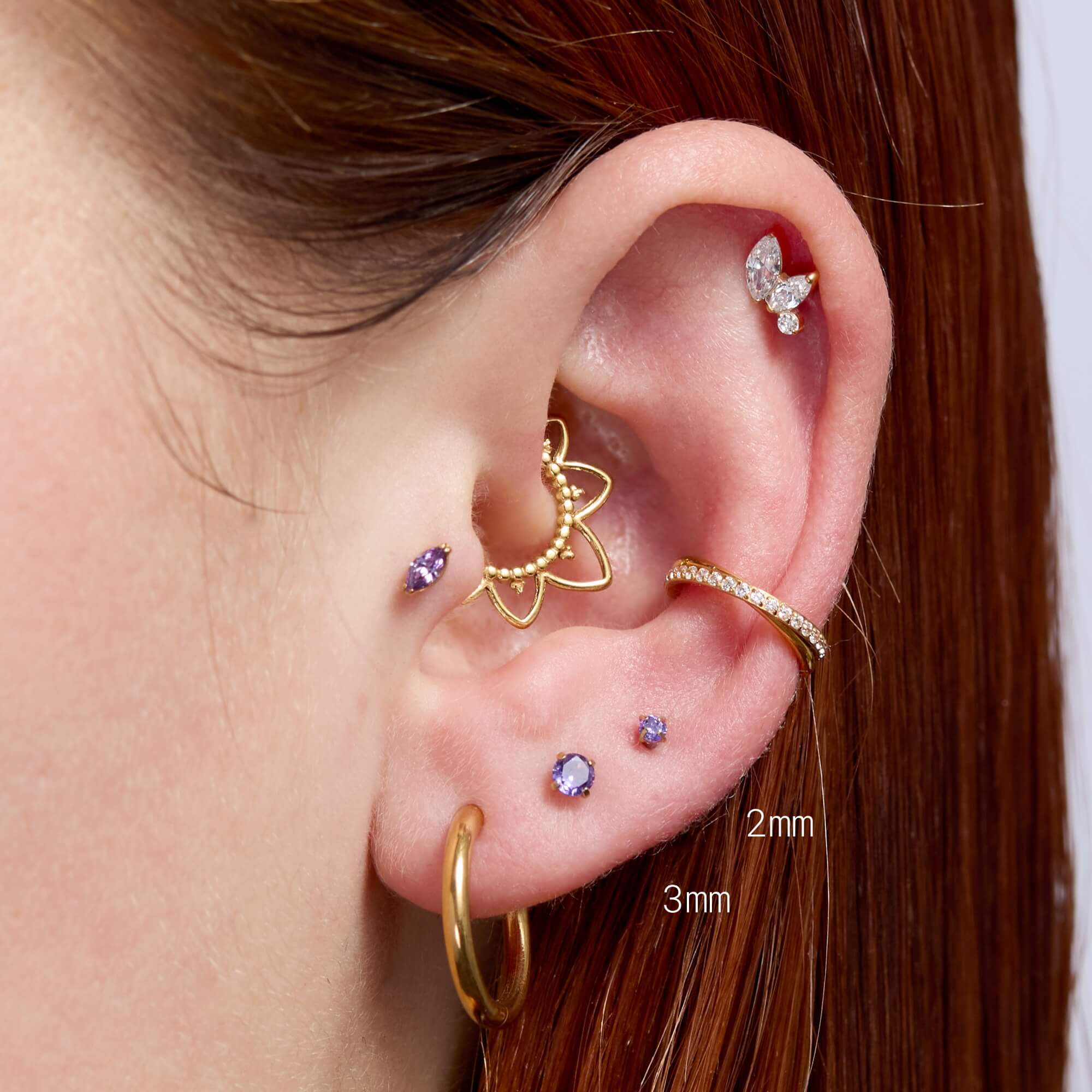 Purple Simple CZ Piercing Bundle