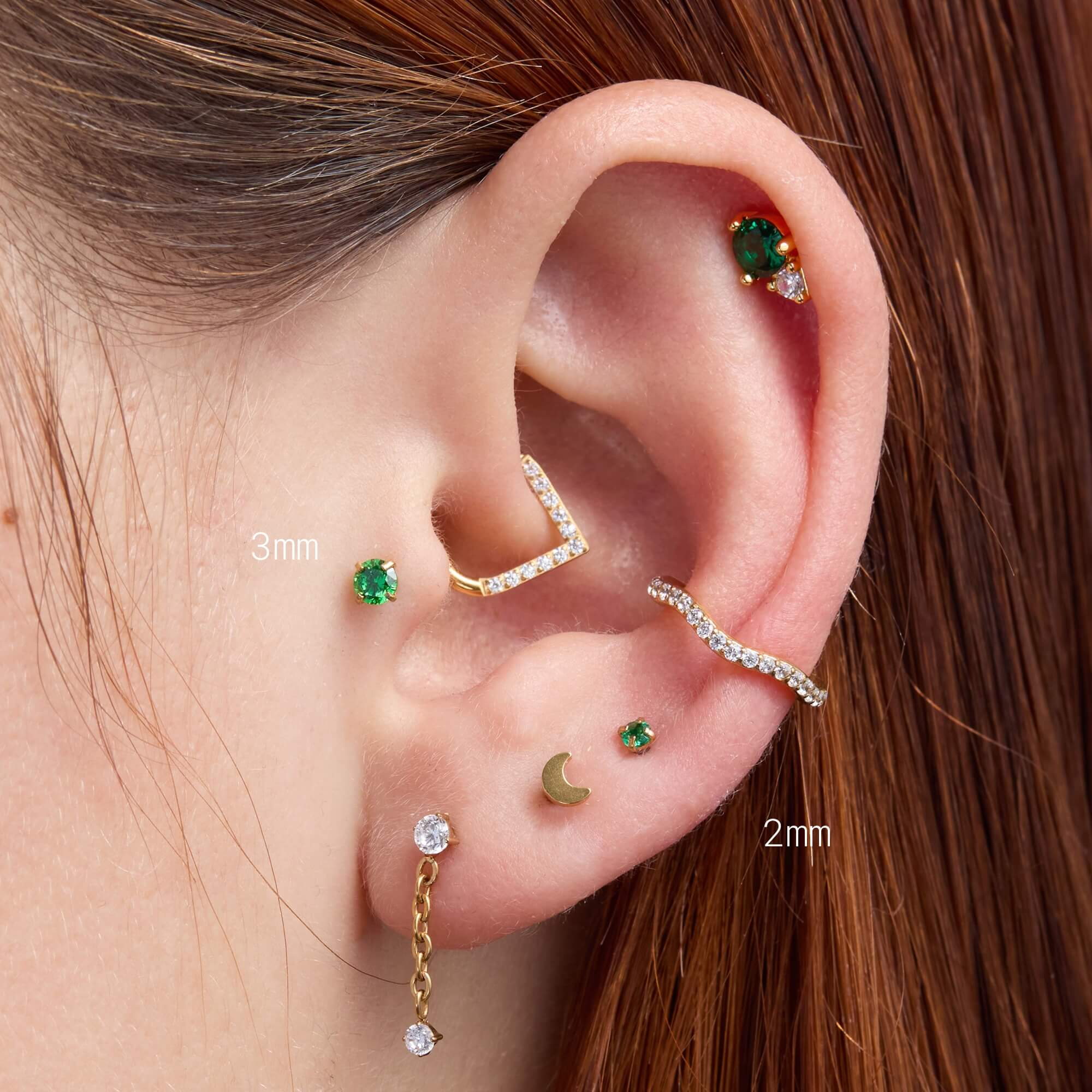 Green Simple CZ Piercing Bundle