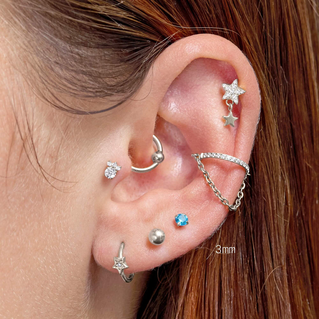 Light Blue Simple CZ Piercing Bundle
