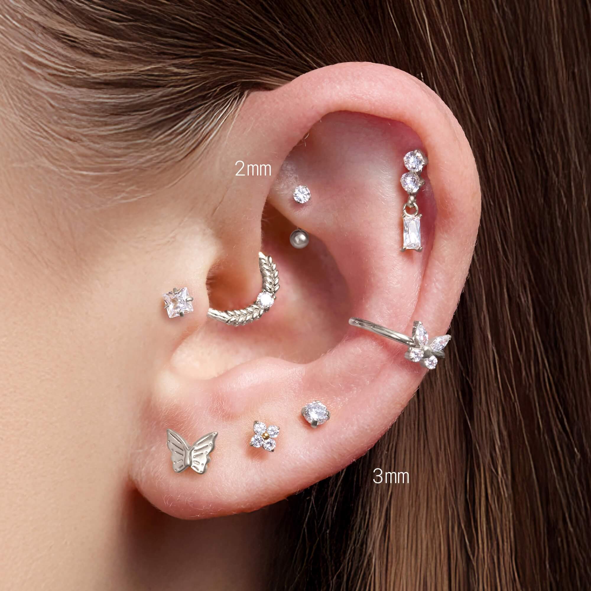 White Simple CZ Piercing Bundle