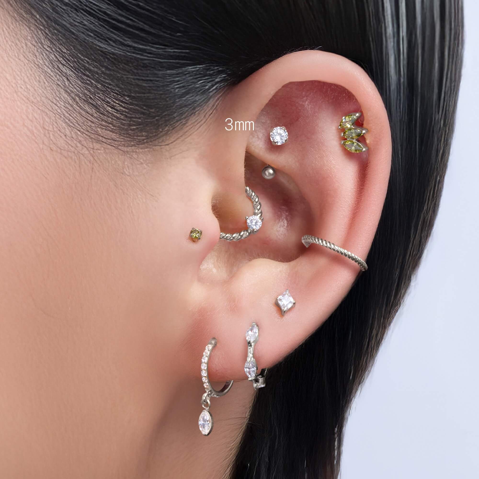 White Simple CZ Piercing Bundle