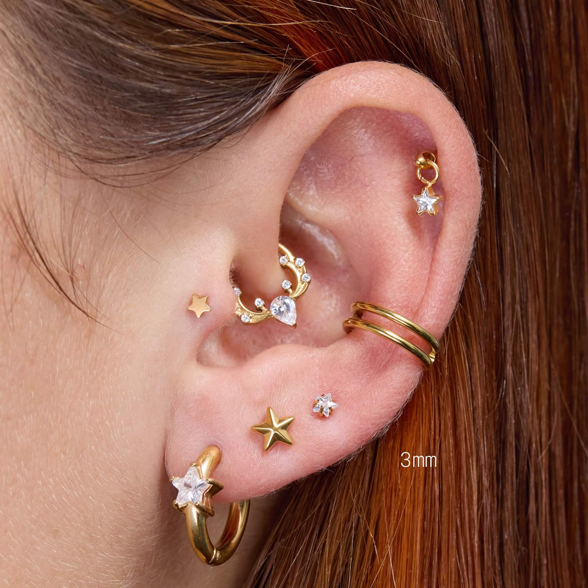 White Crystal Star Piercing