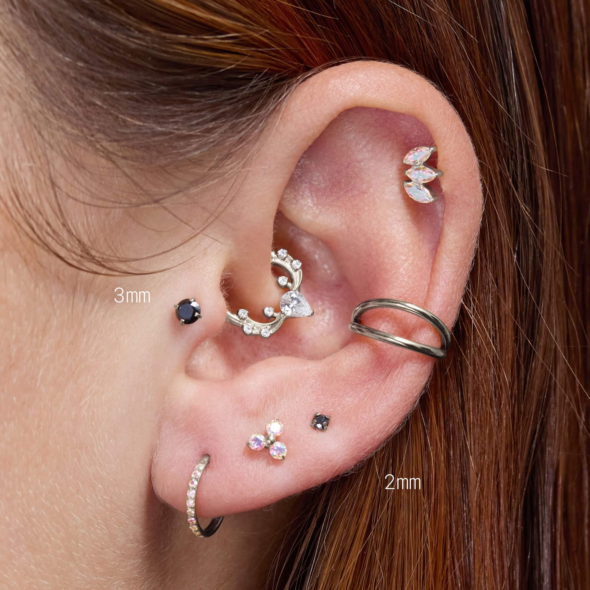 Black Simple CZ Piercing
