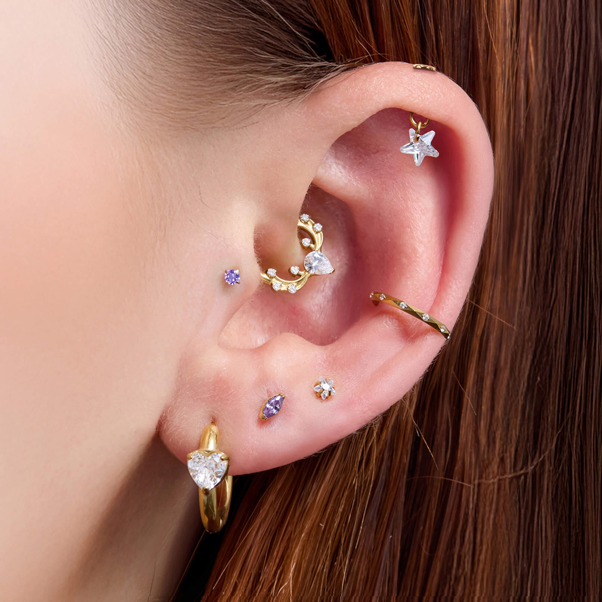 Floating Crystal Star Charm Piercing
