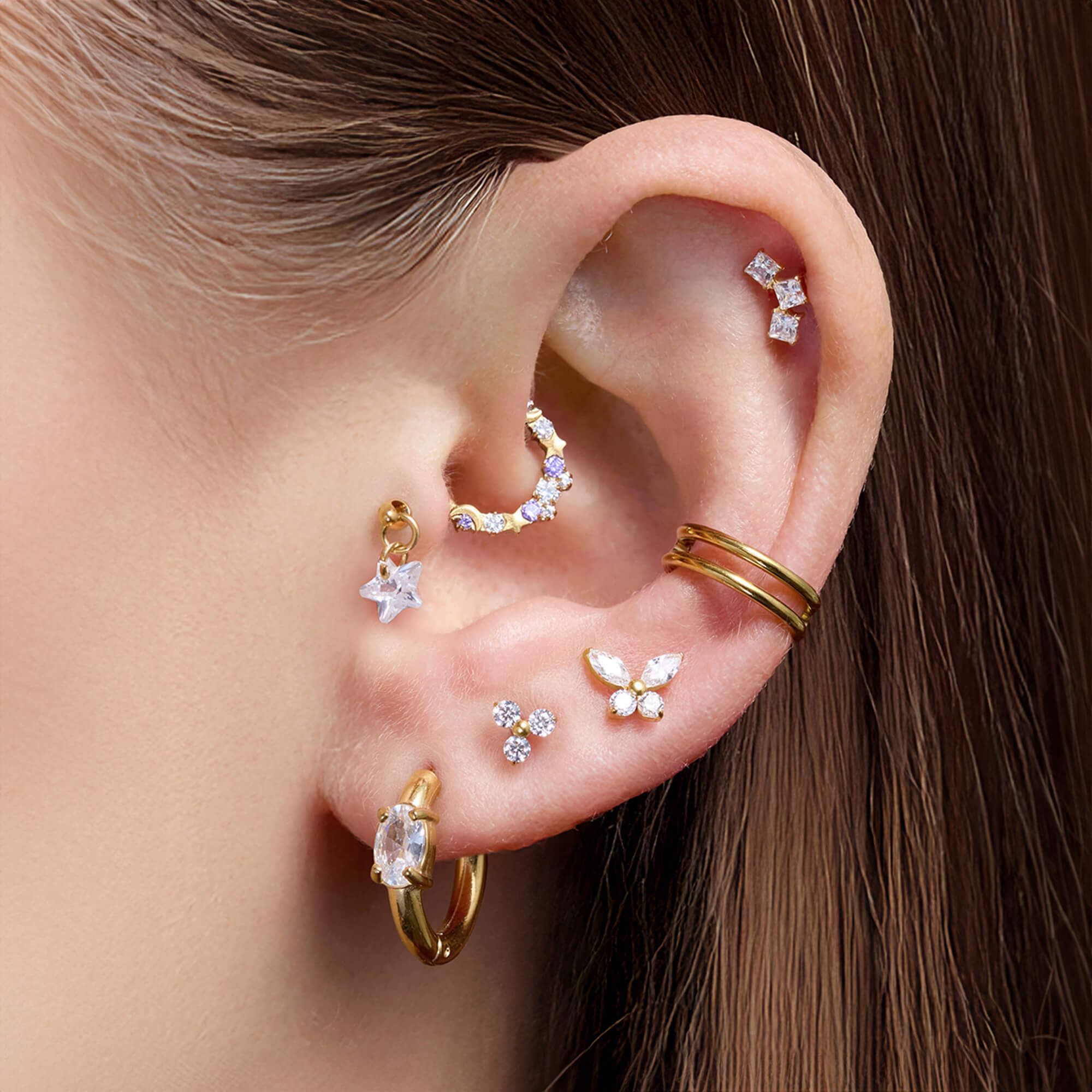 Floating Crystal Star Charm Piercing