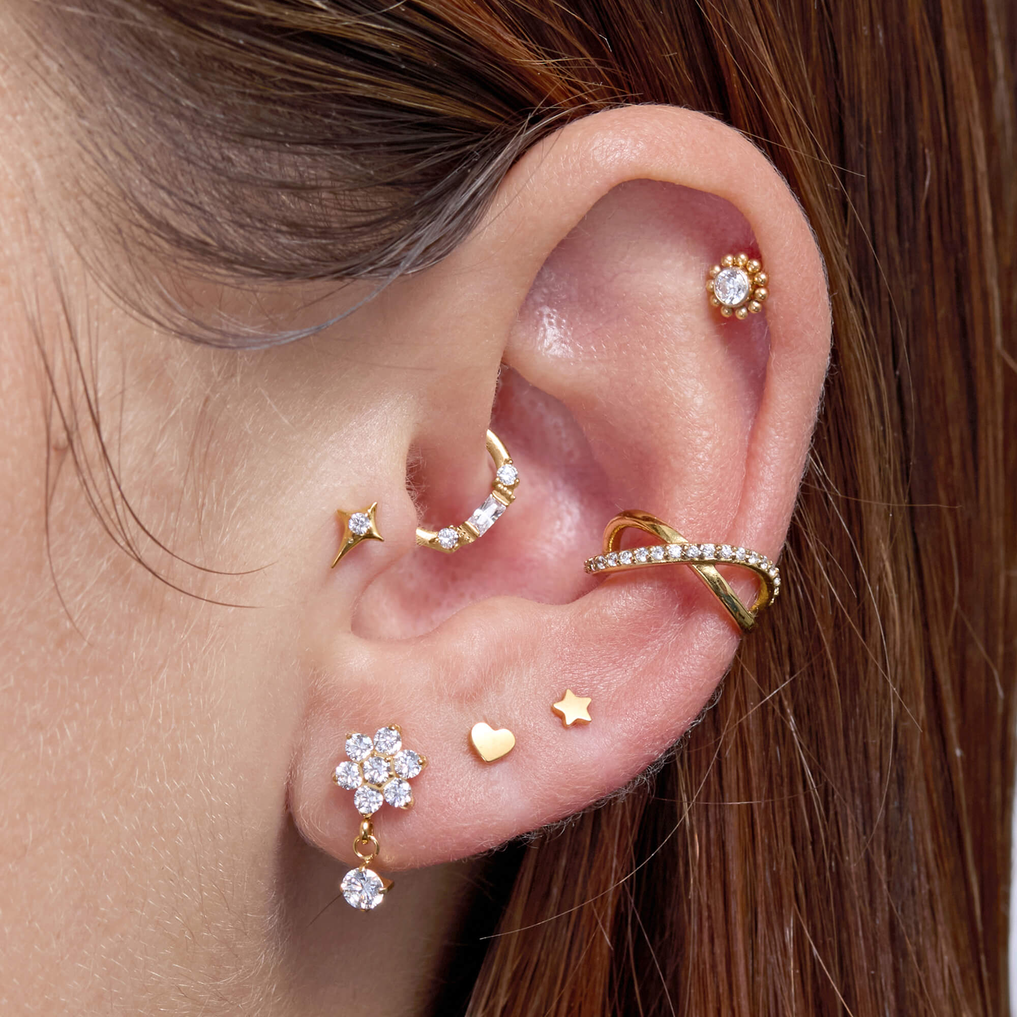 Beaded Halo Charm Piercing