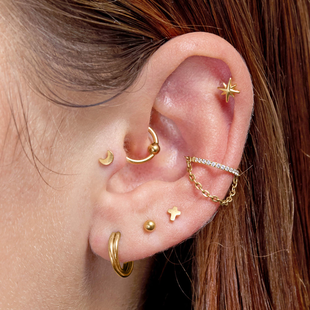 Tiny Plain Crescent Moon Piercing