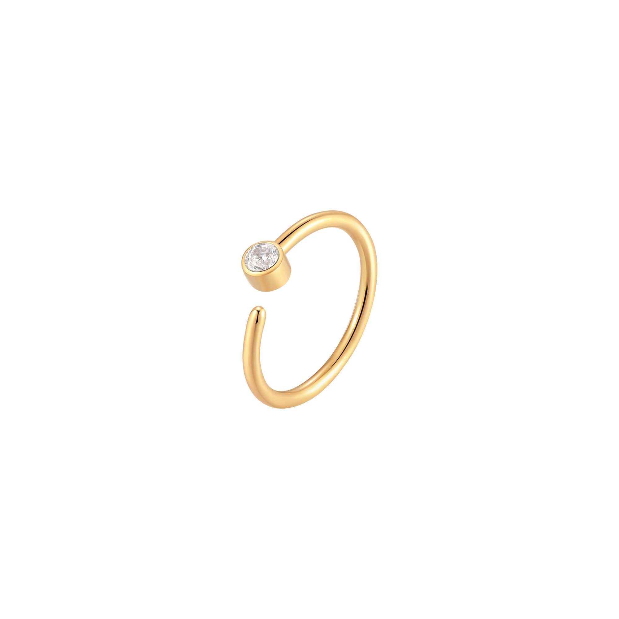 White CZ Bezel Twist Open Hoop (20G)