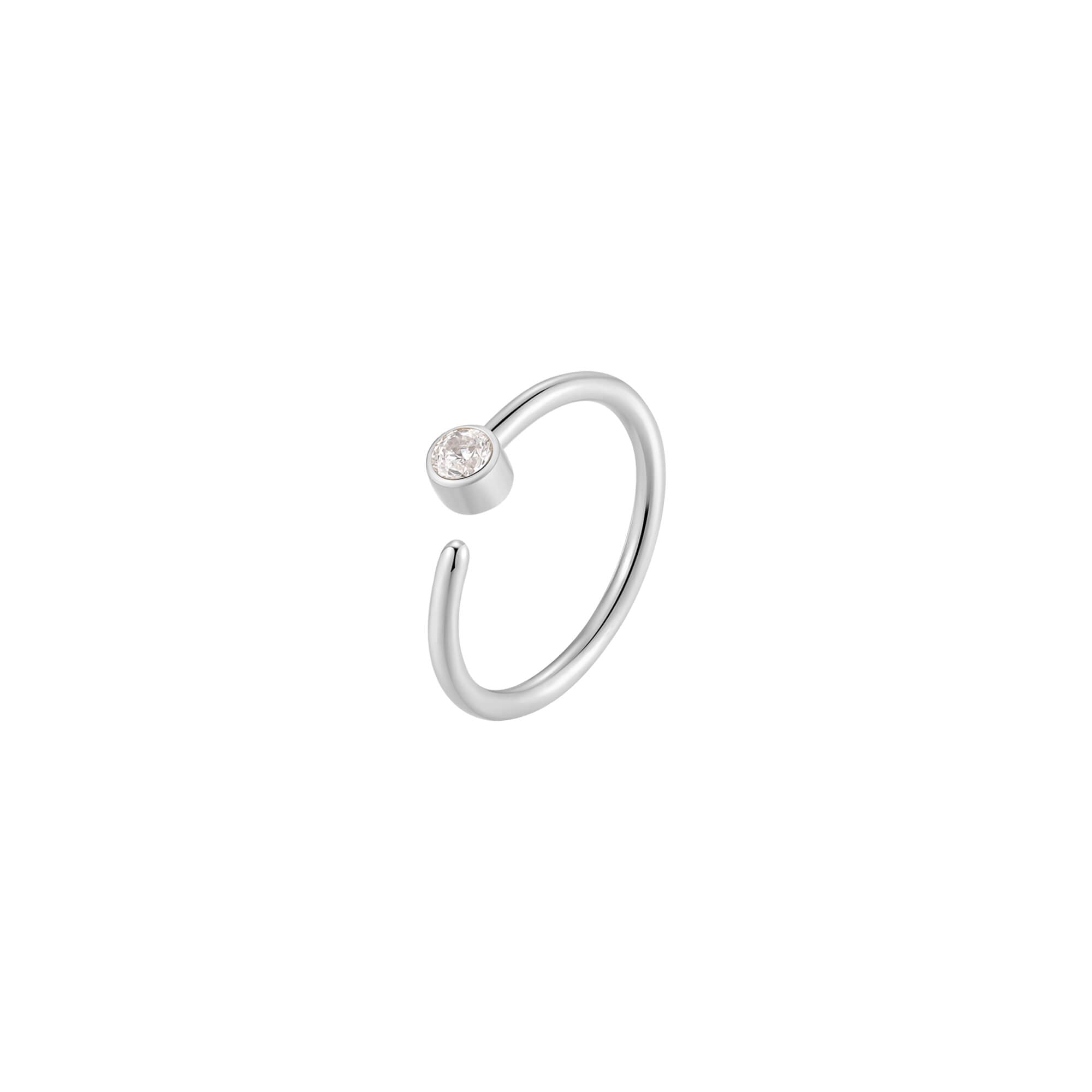 White CZ Bezel Twist Open Hoop (20G)