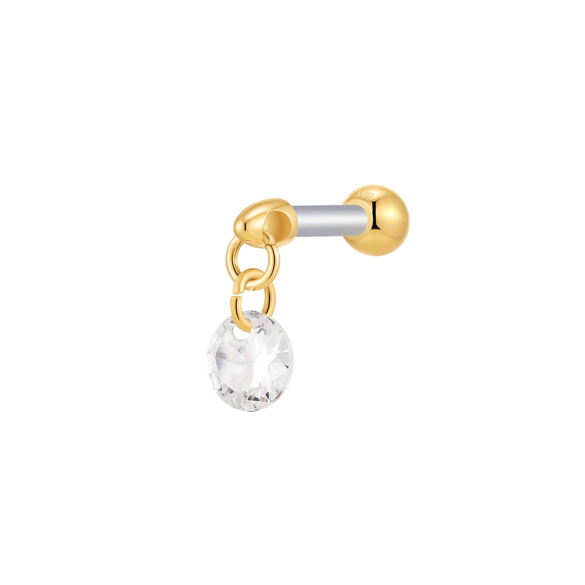 Floating Crystal Round Charm Piercing