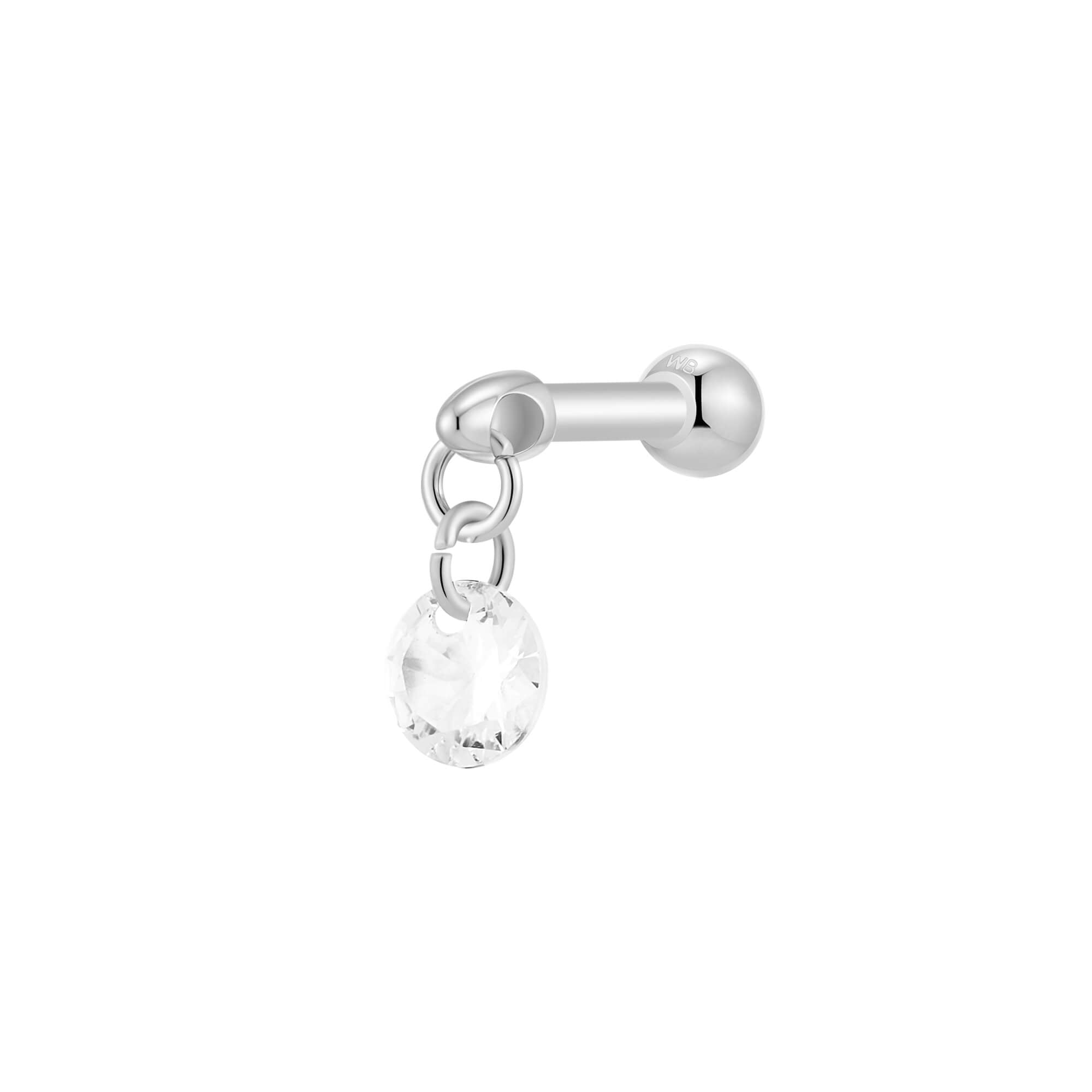 Floating Crystal Round Charm Piercing
