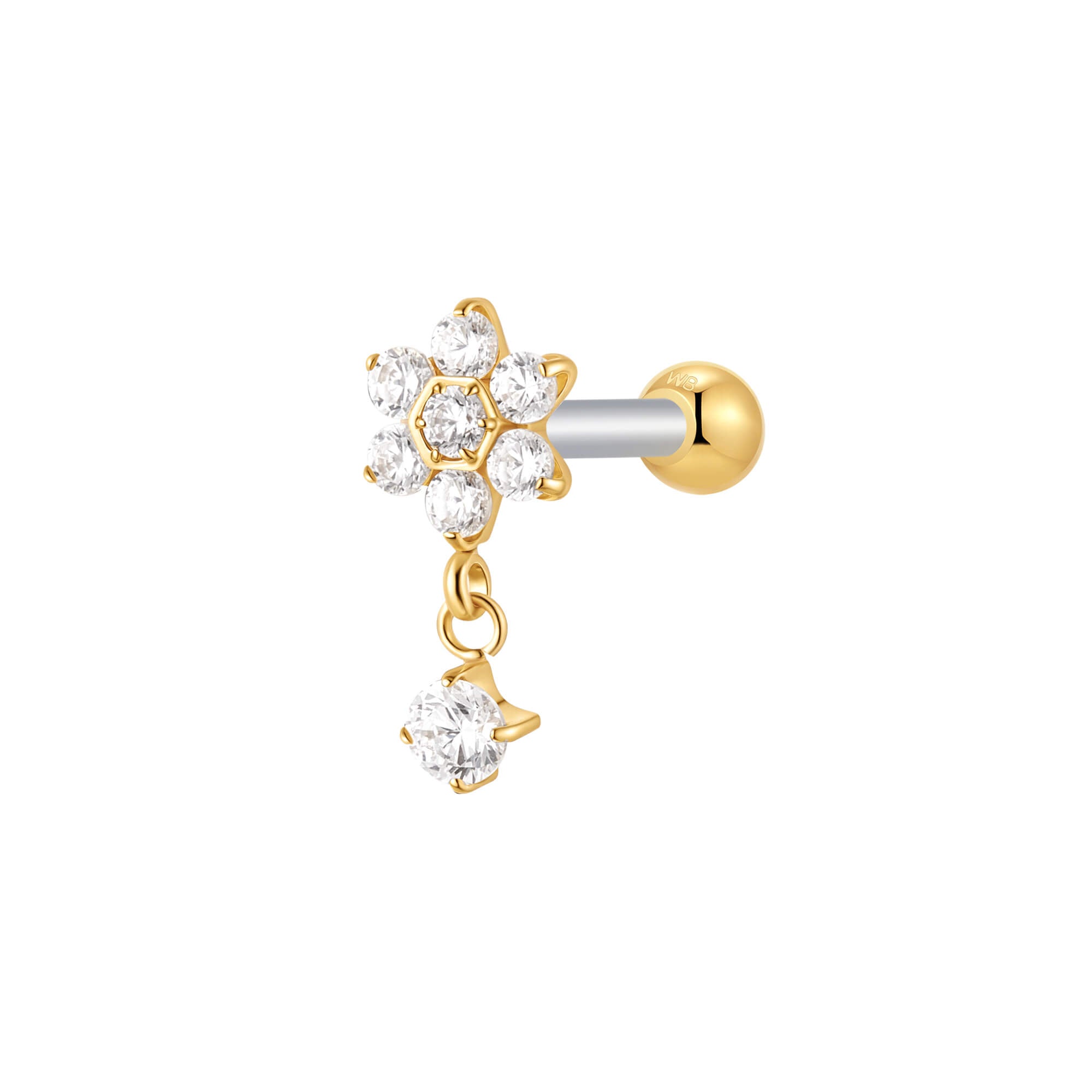 White Flower Dangle Piercing