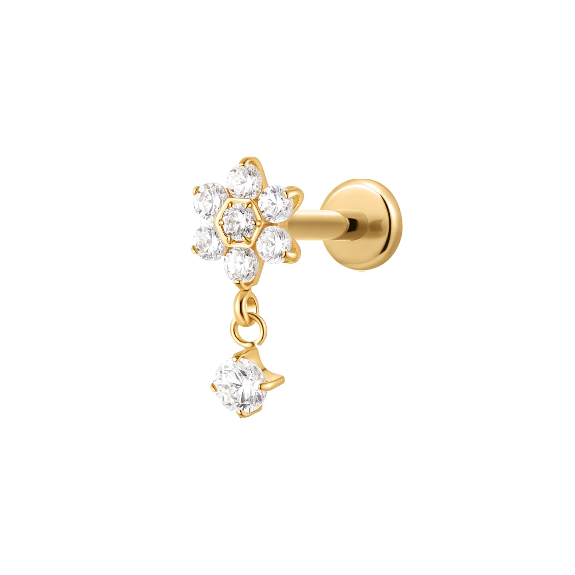 White Flower Dangle Piercing