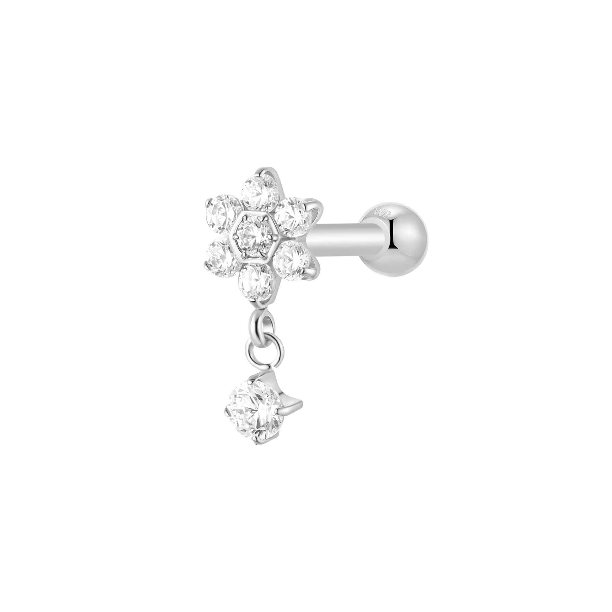 White Flower Dangle Piercing