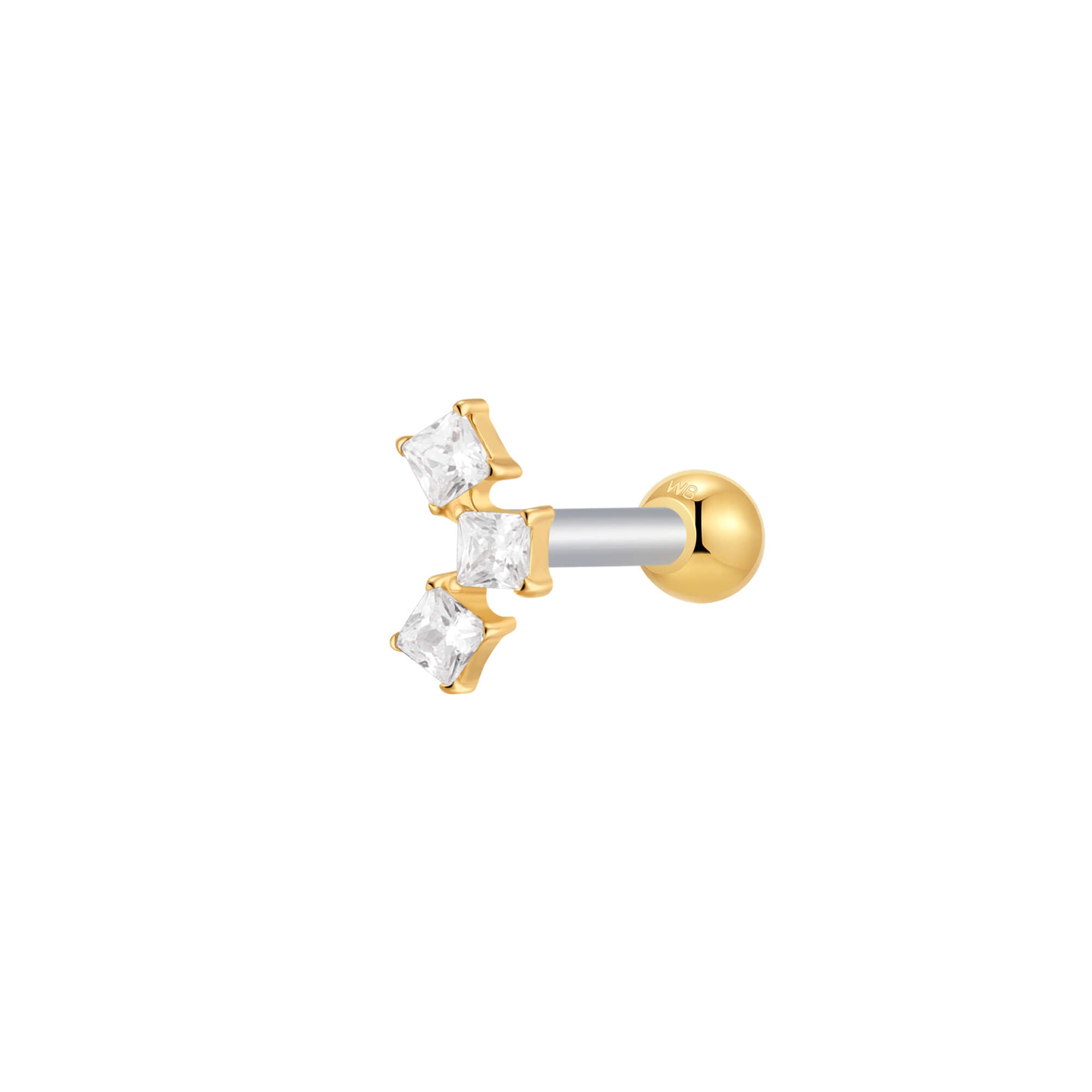 White Cubic Trio Piercing