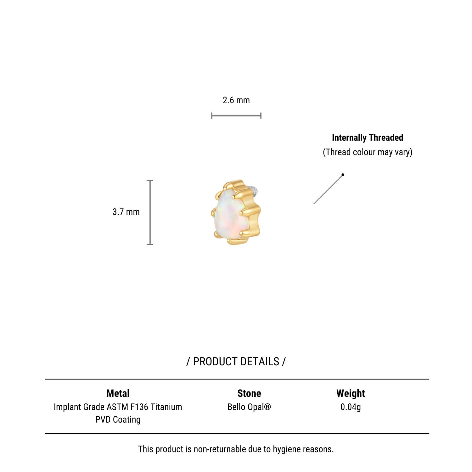 White Opal Teardrop Piercing