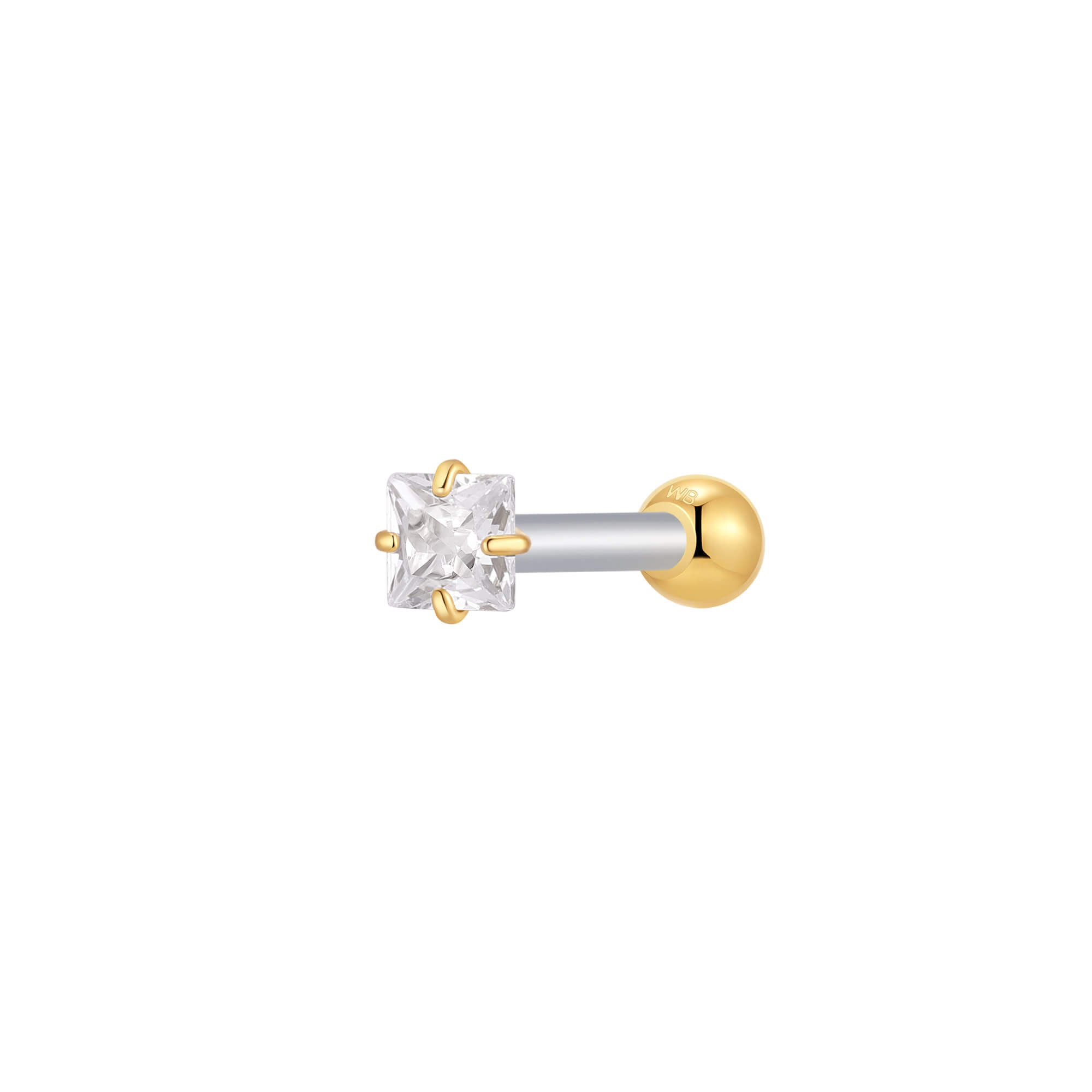 White Square CZ Piercing