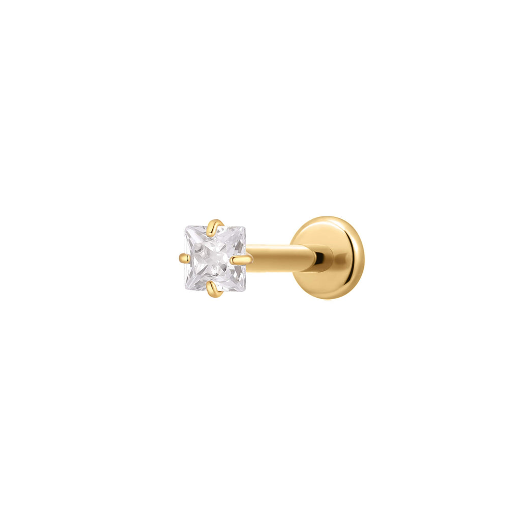 White Square CZ Piercing