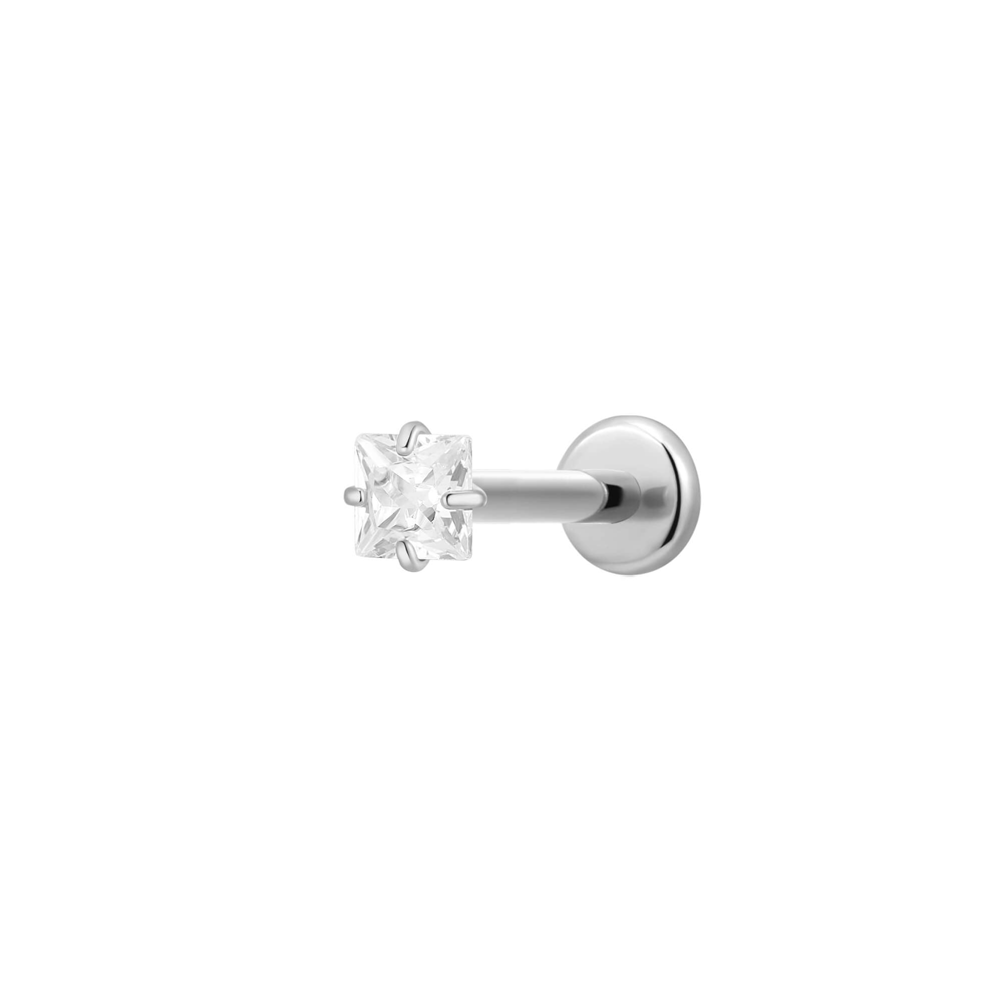 White Square CZ Piercing
