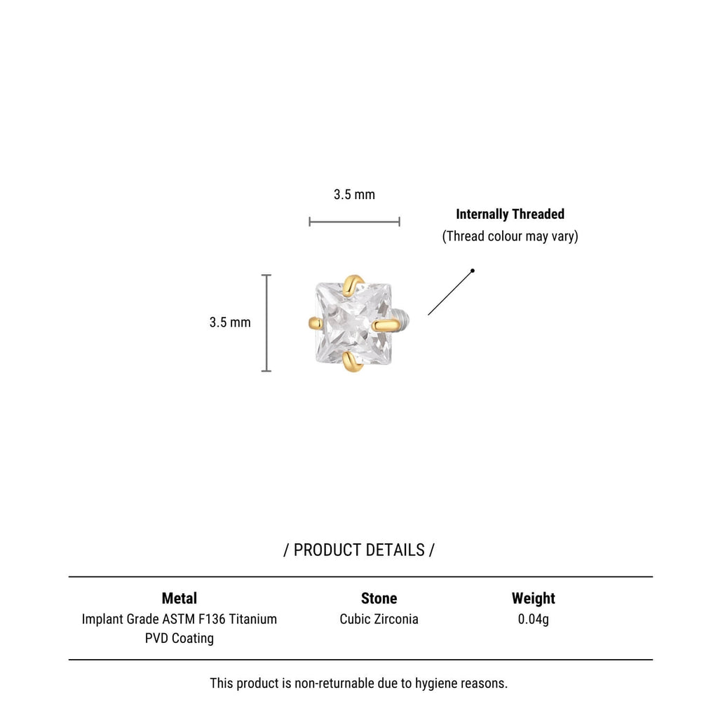 White Square CZ Piercing