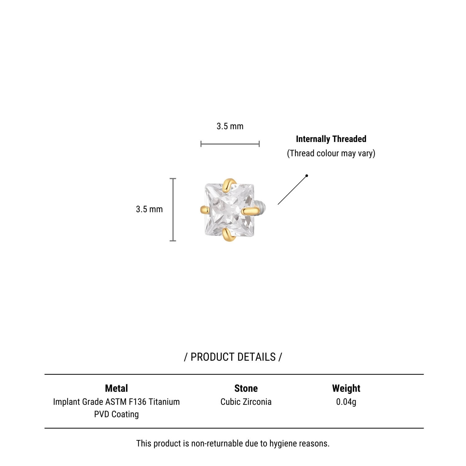 White Square CZ Piercing