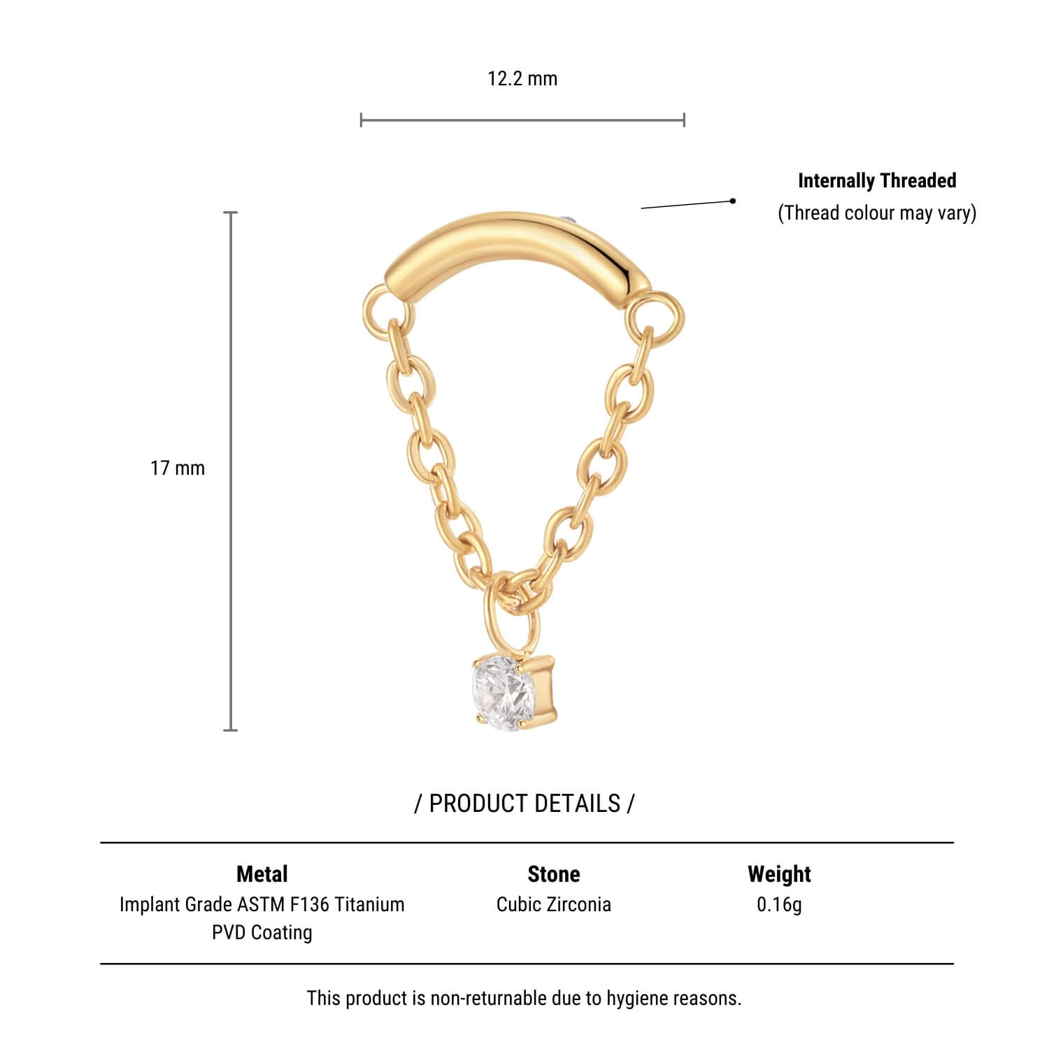 CZ Dangle Hidden Helix Piercing