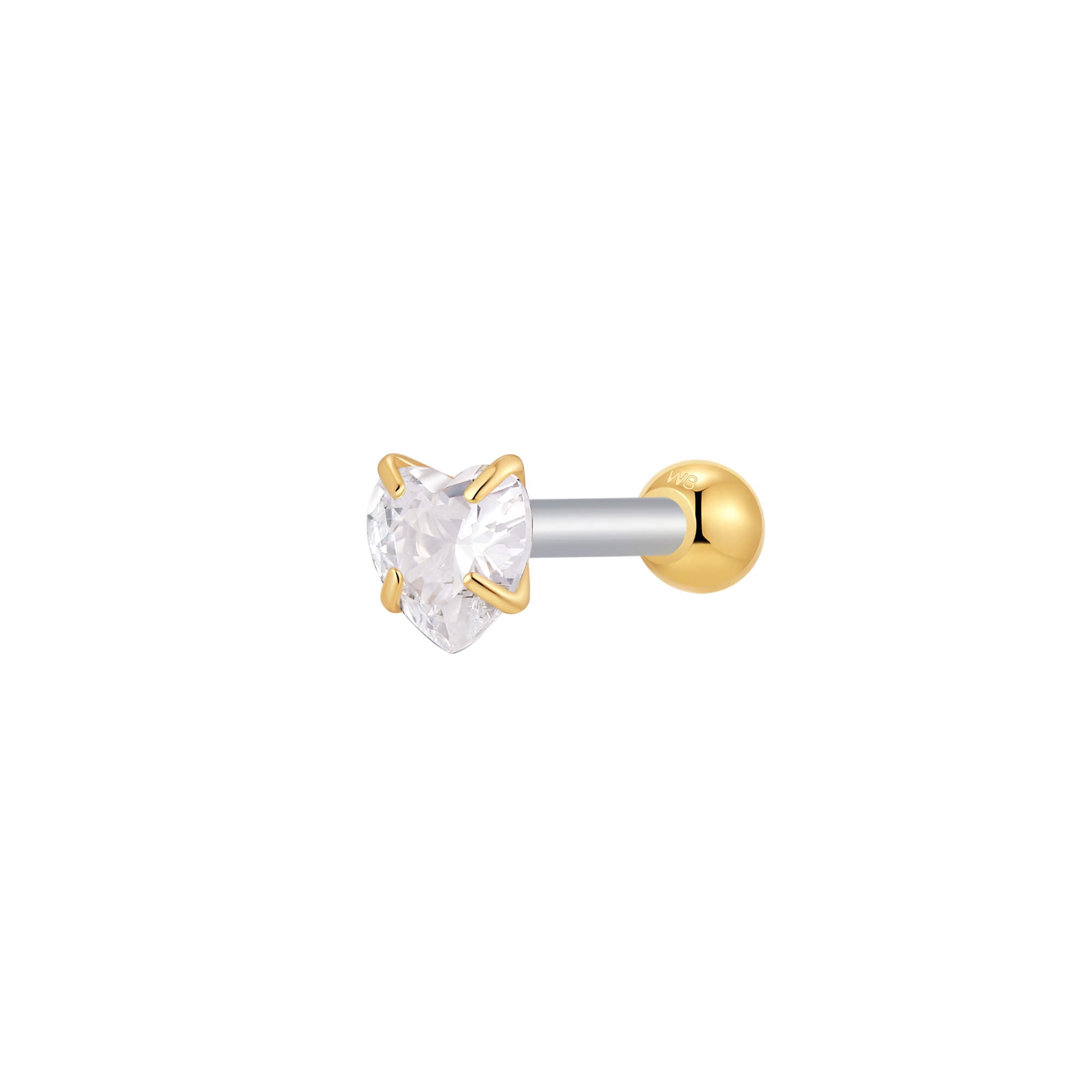 White CZ Heart Piercing