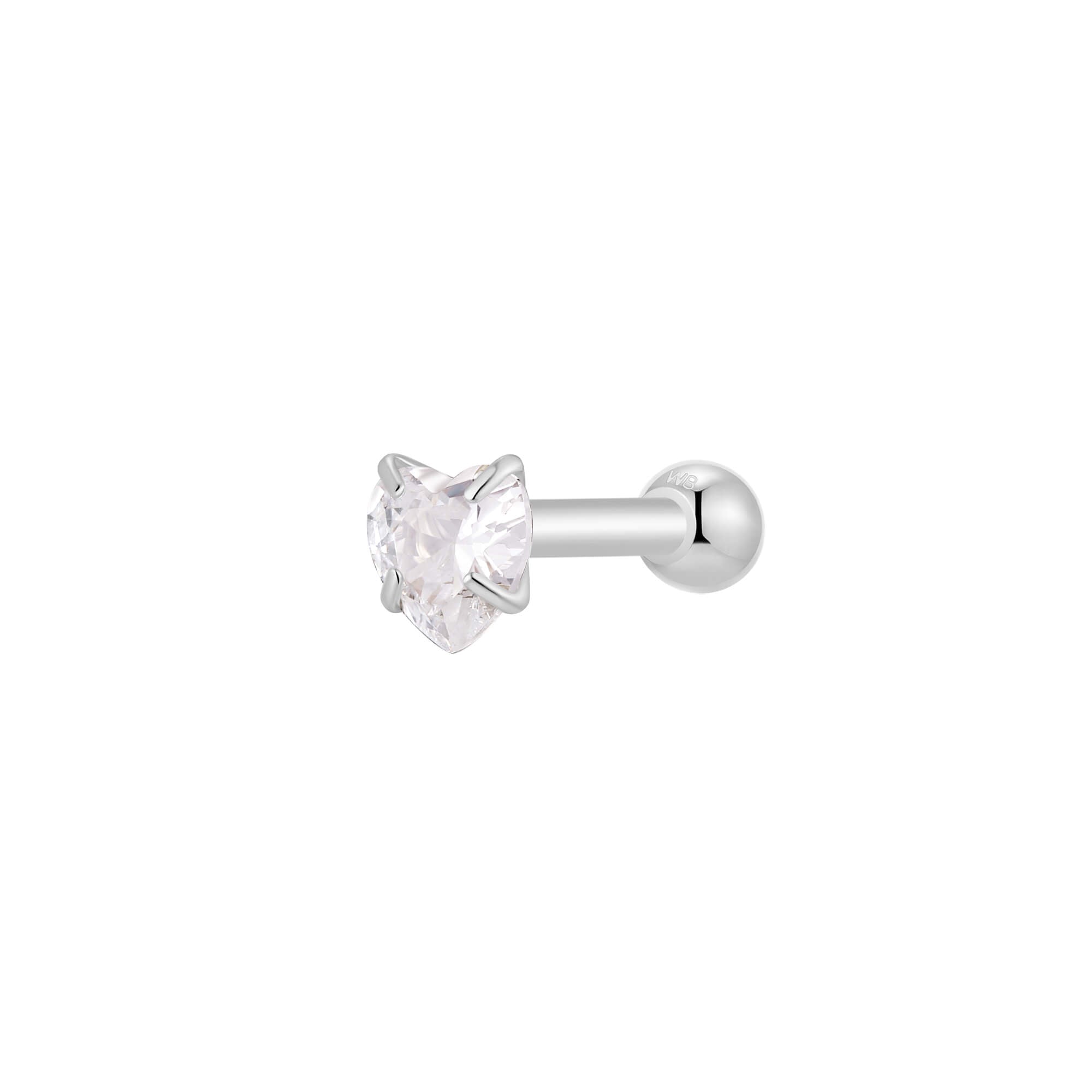 White CZ Heart Piercing