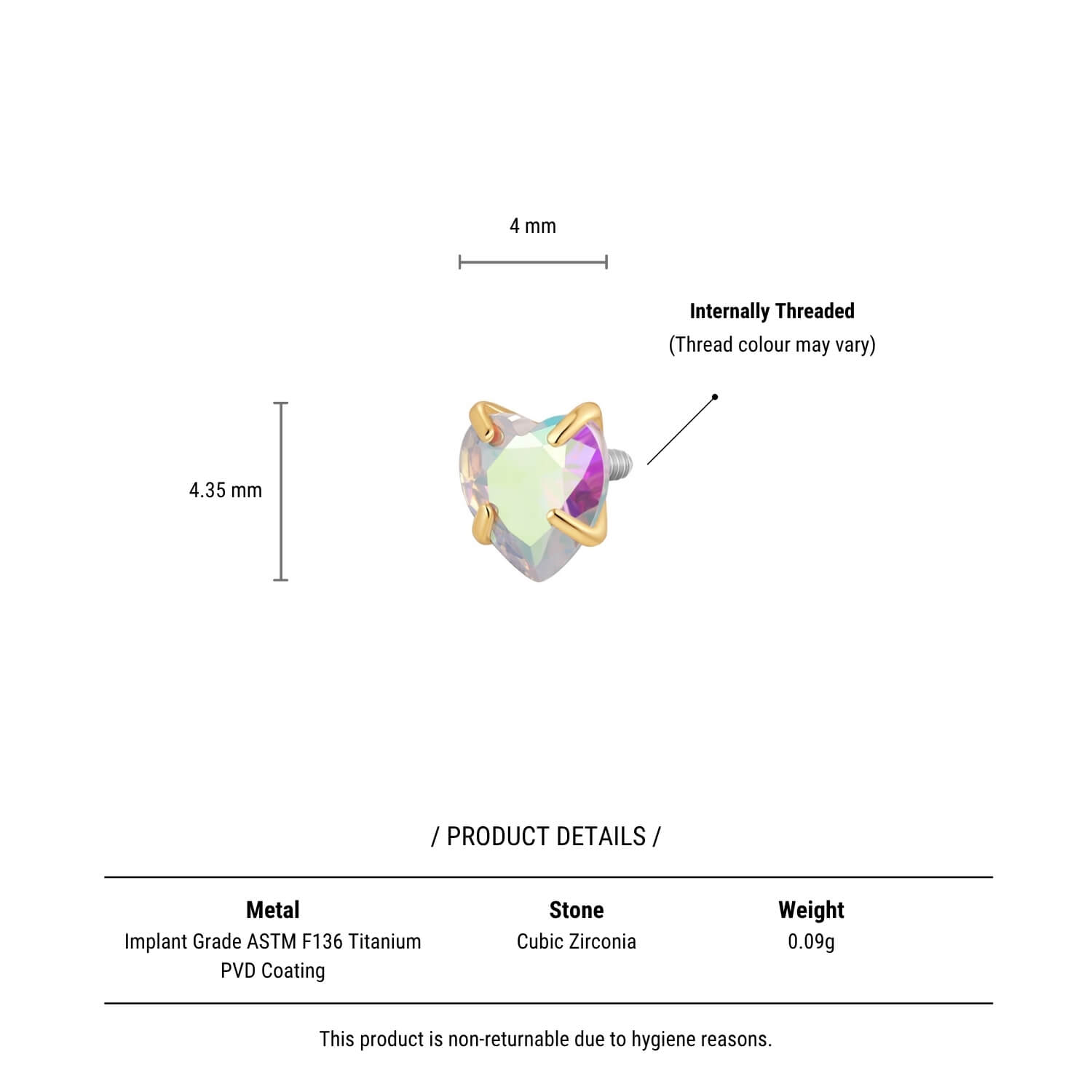 AB CZ Heart Piercing