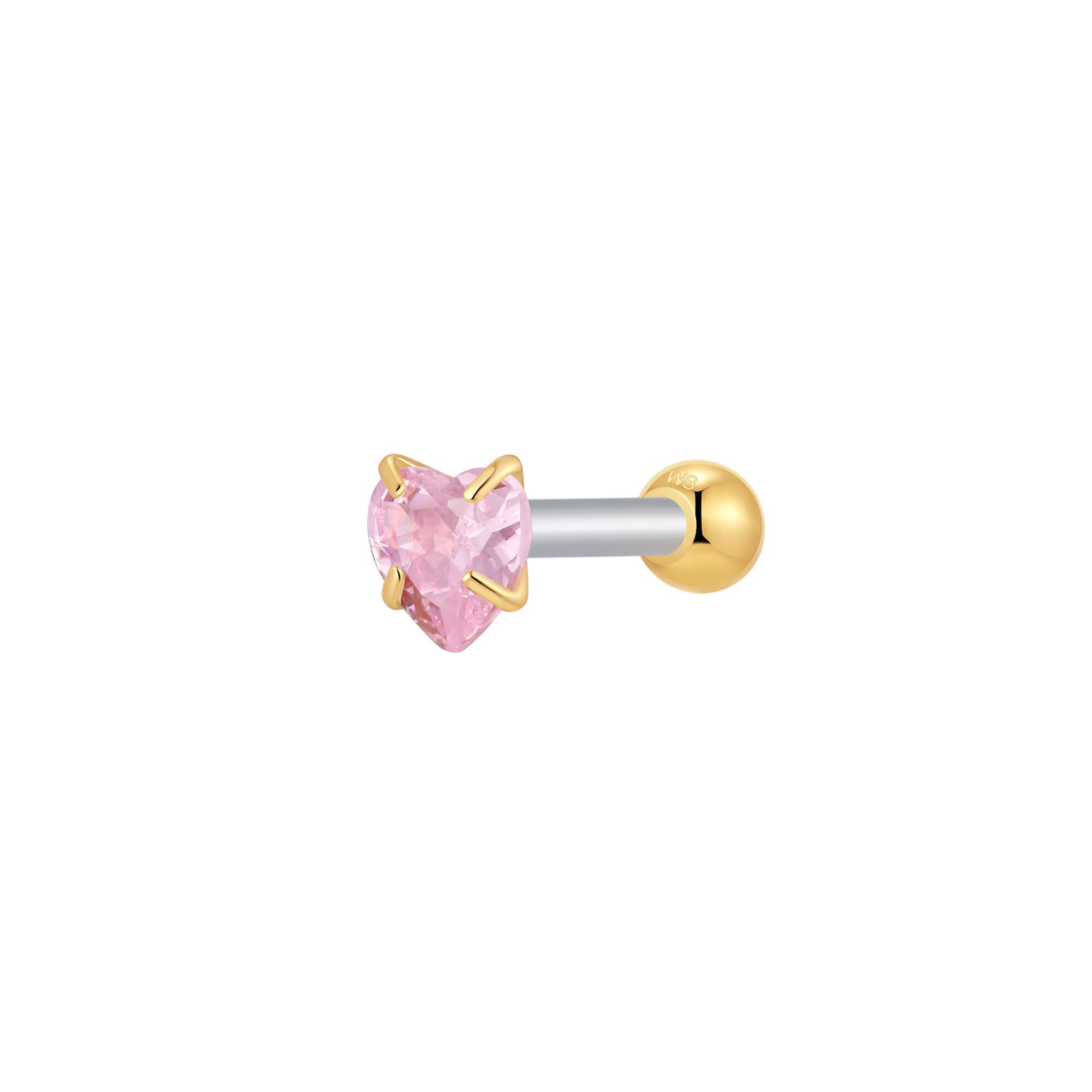 Light Pink CZ Heart Piercing