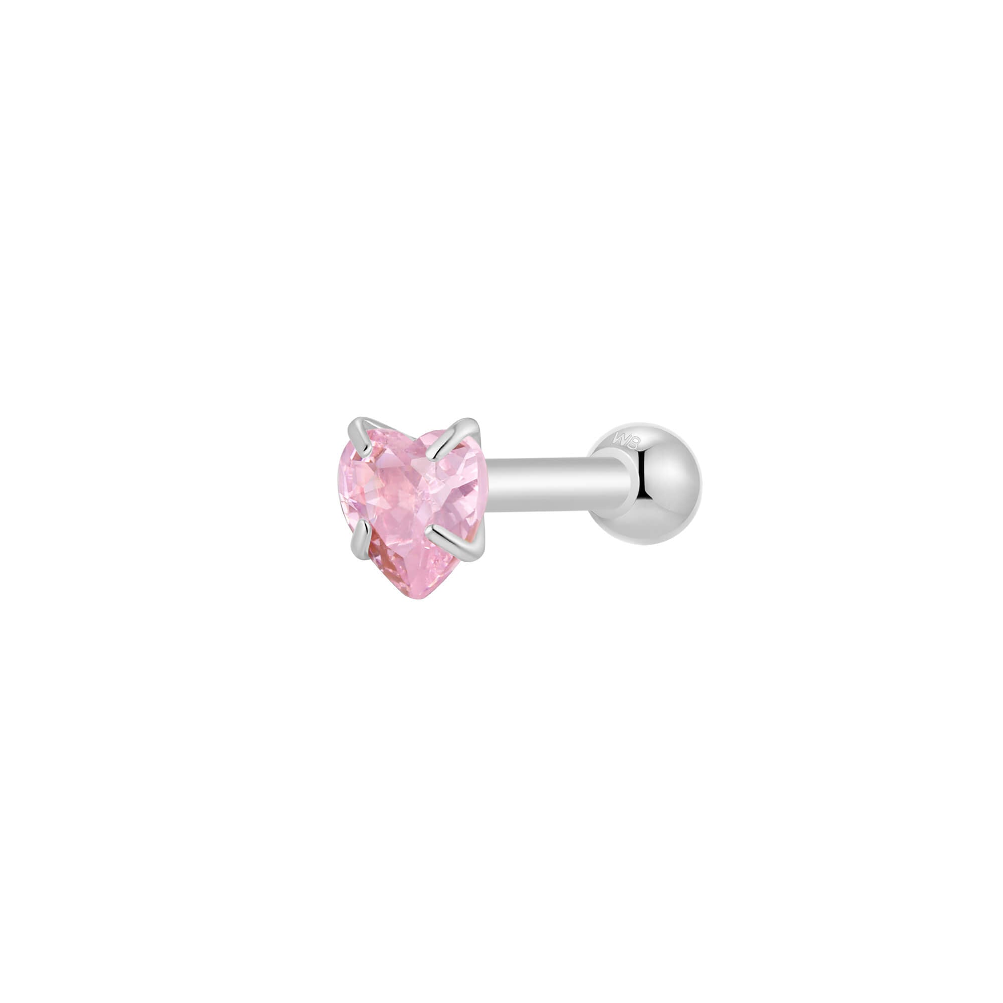 Light Pink CZ Heart Piercing