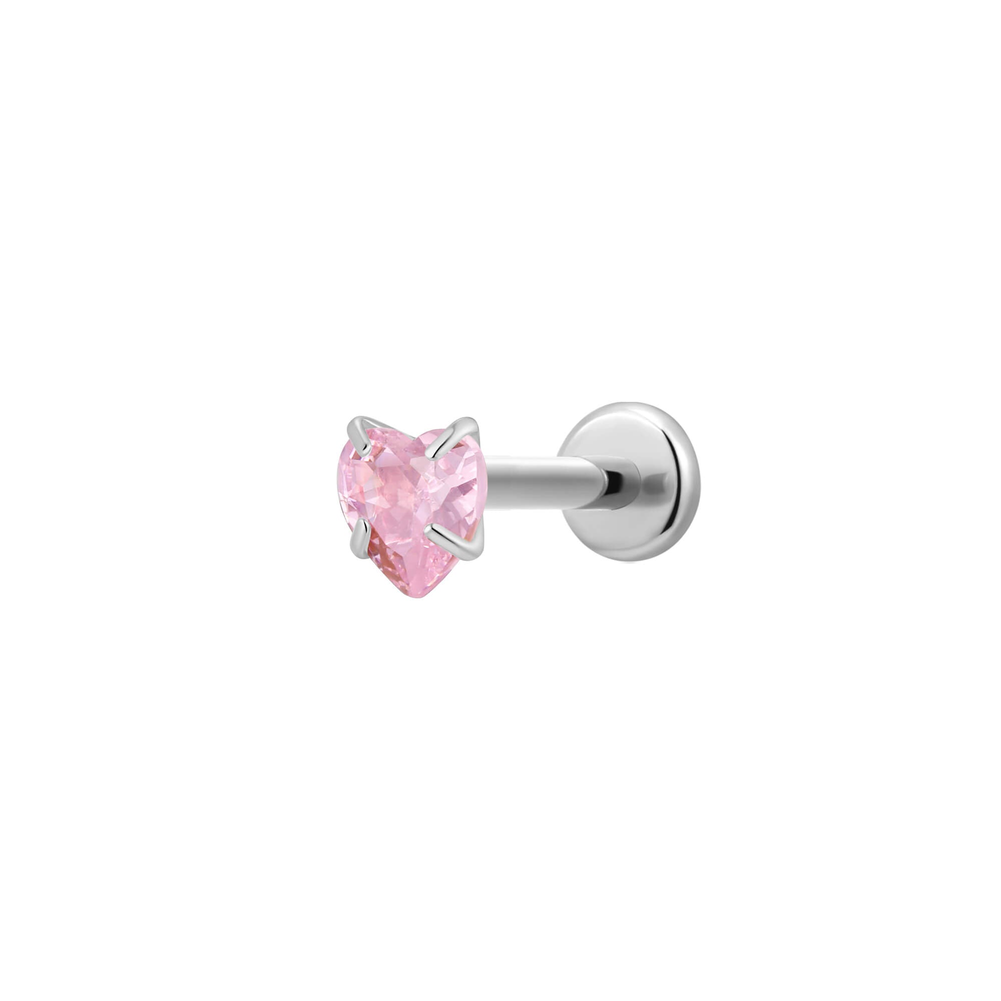 Light Pink CZ Heart Piercing