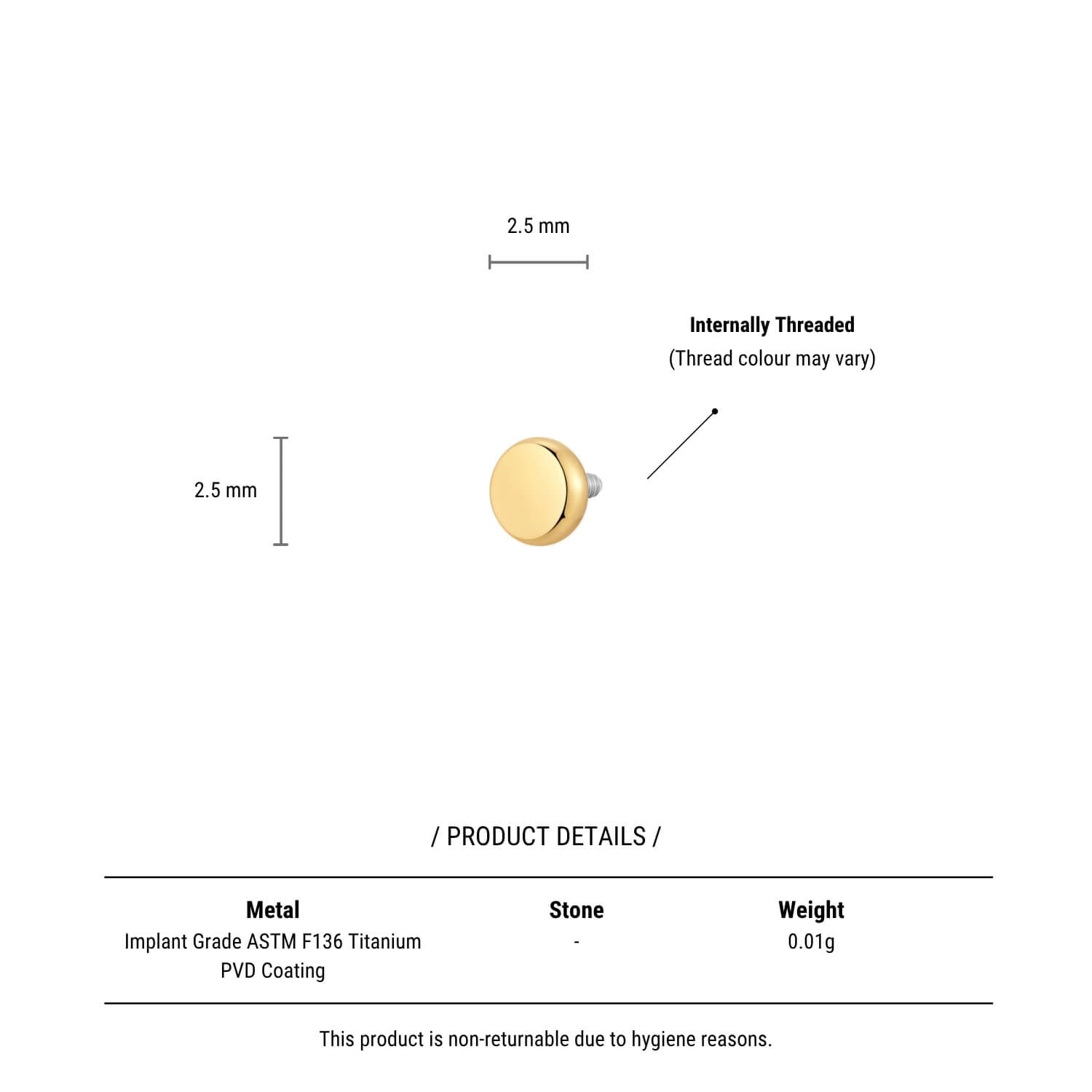 2.5mm Plain Disc Piercing
