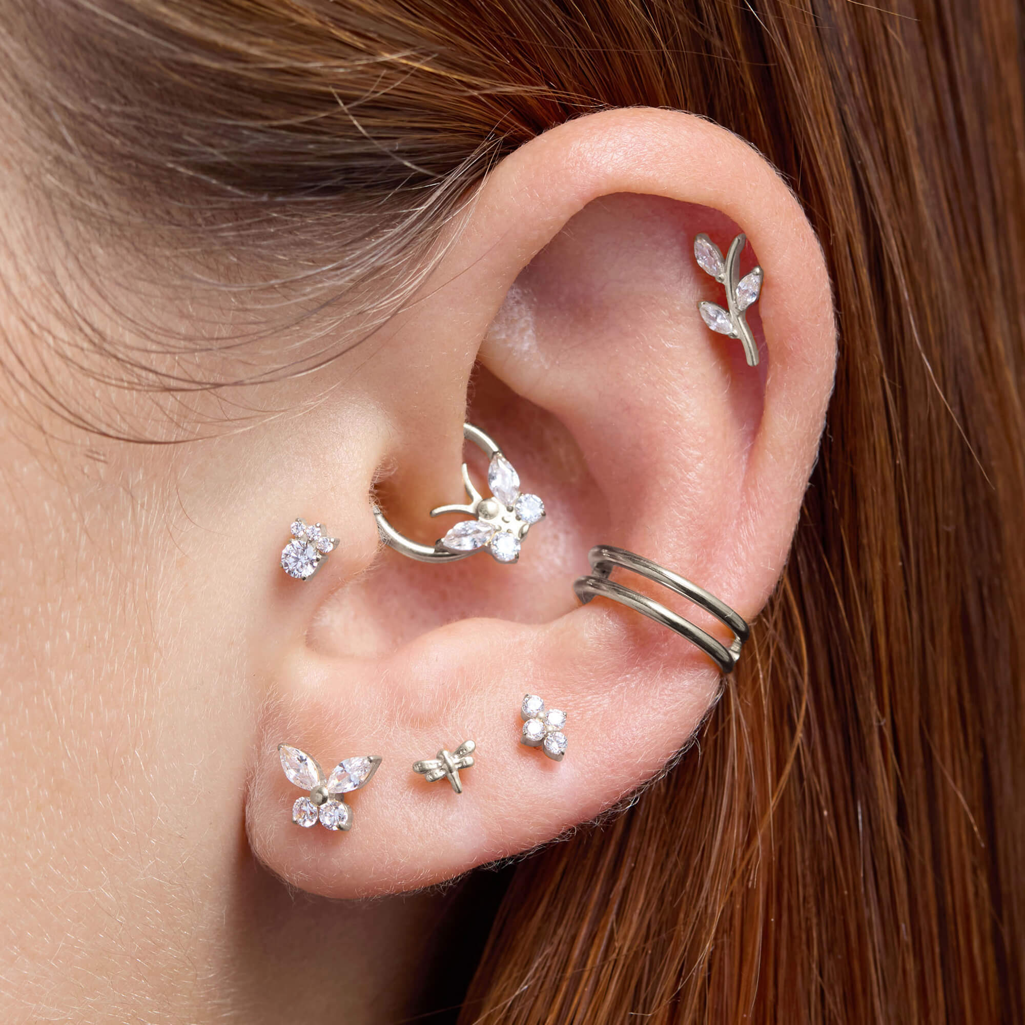 White Quad Cluster Piercing