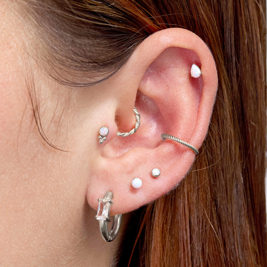 3mm White Opal Bezel Piercing