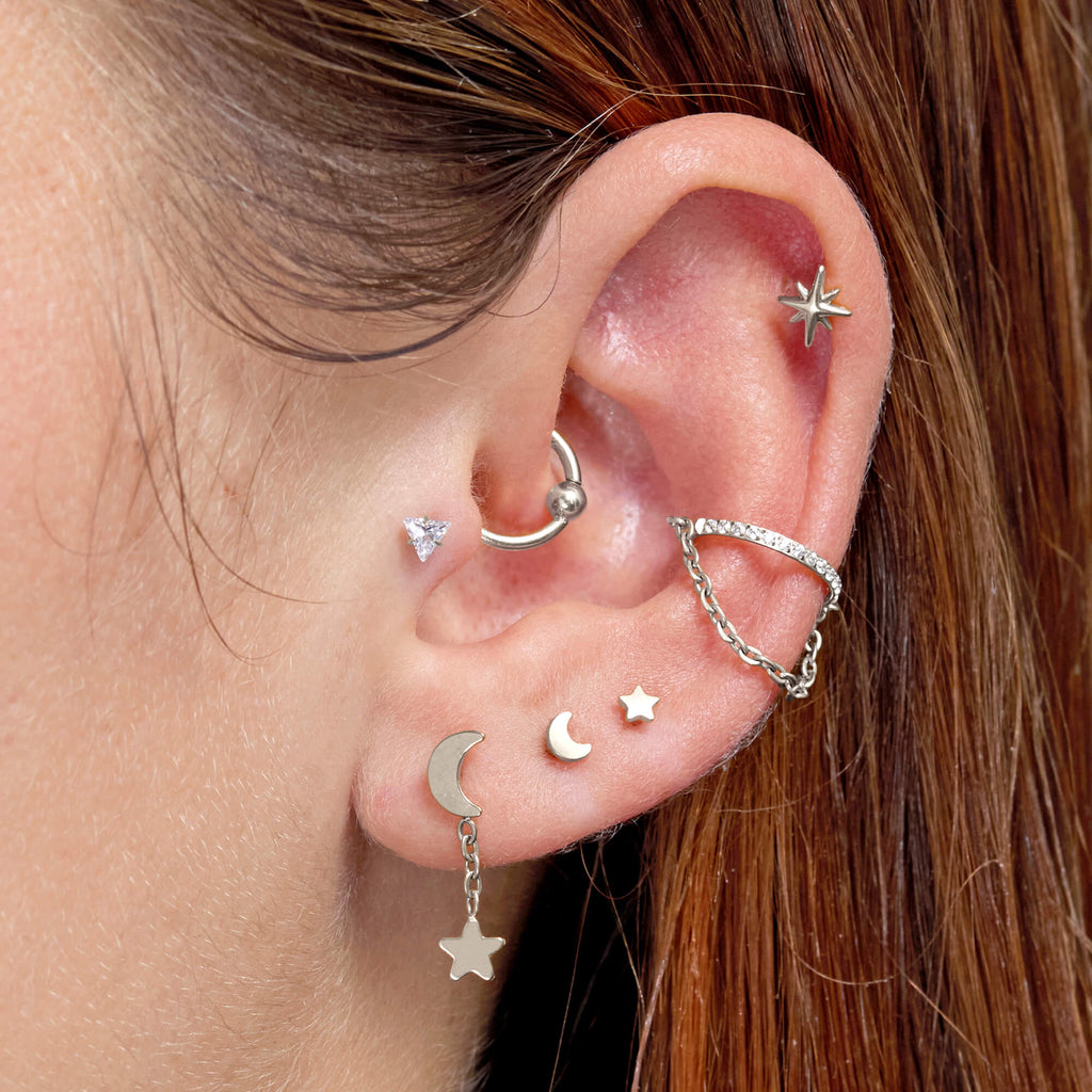 Tiny Plain Crescent Moon Piercing