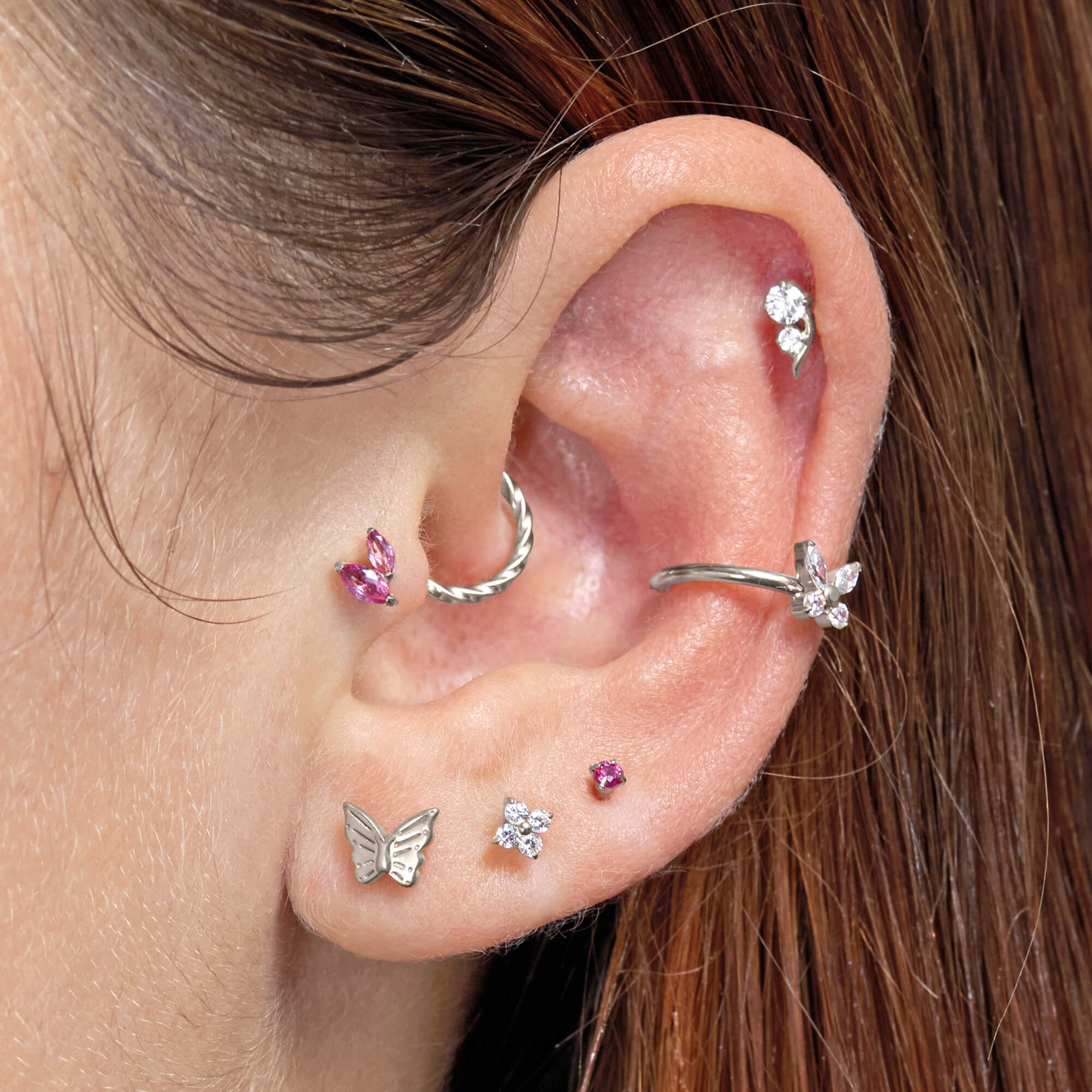 Fuchsia Marquise Cluster Piercing