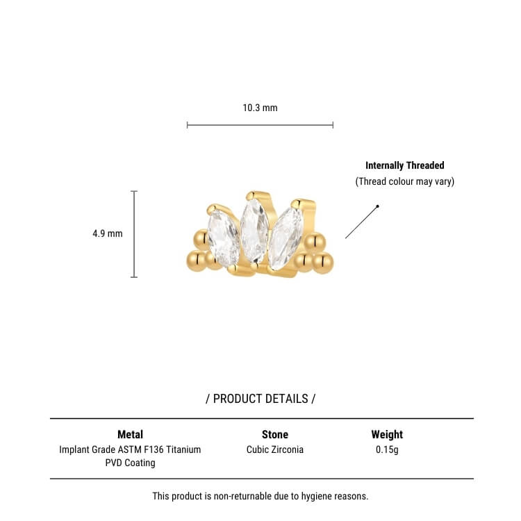 Beaded 3 Marquise Crown Piercing
