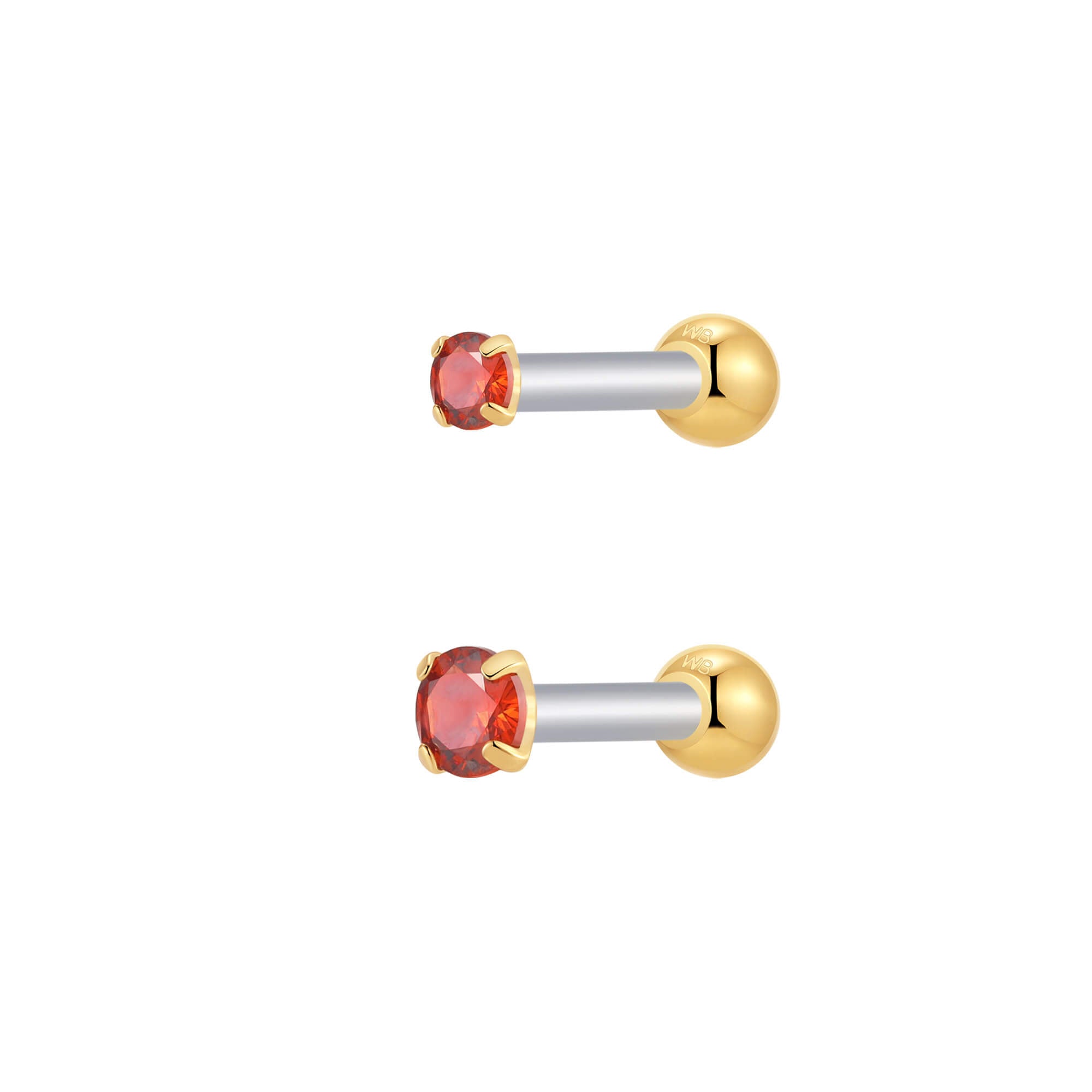 Red Simple CZ Piercing Bundle